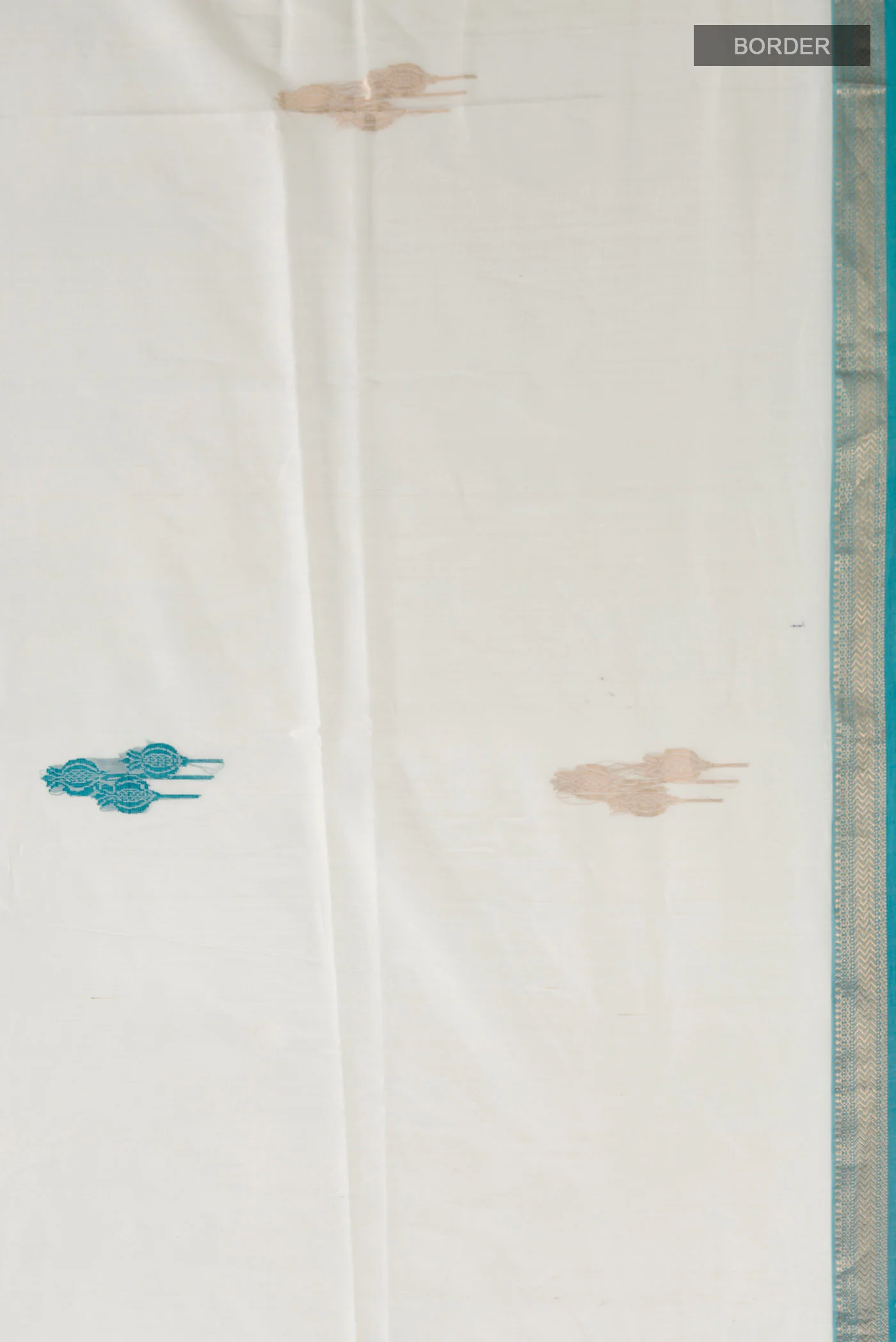 Cream Maheshwari Silk Cotton Saree - Image 3