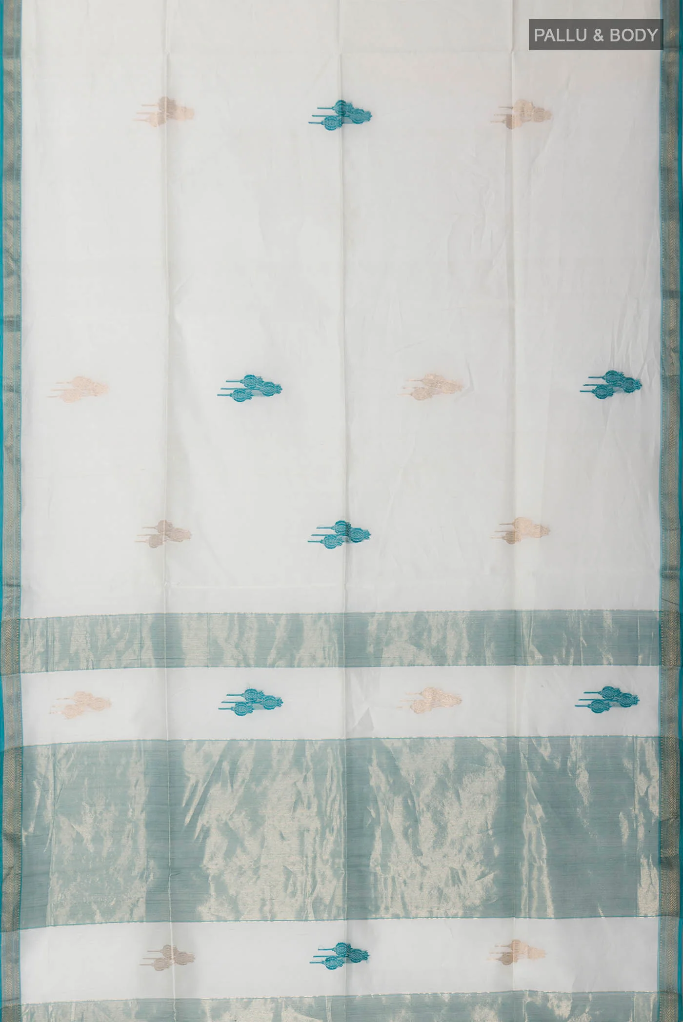 Cream Maheshwari Silk Cotton Saree - Image 5