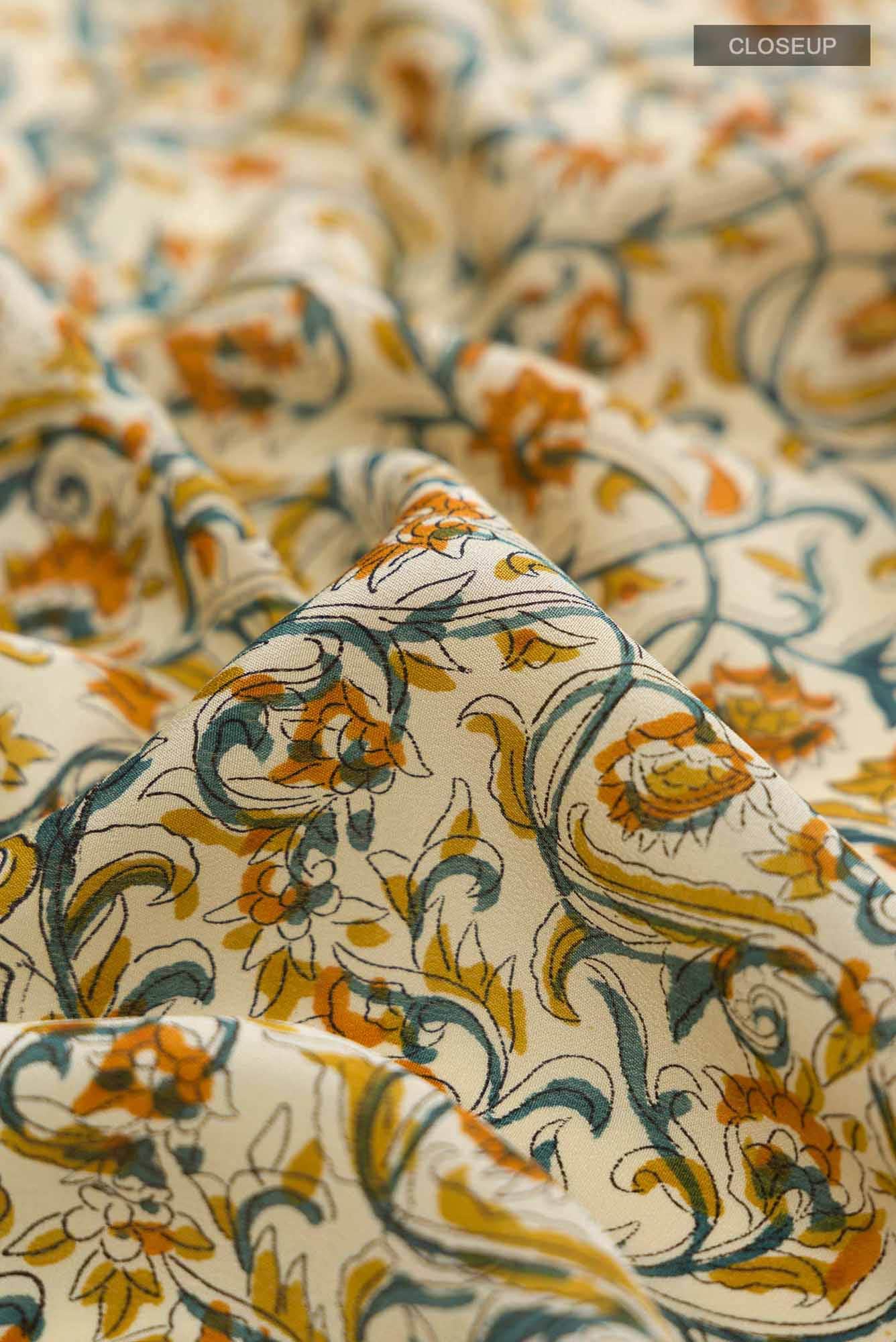 Cream Mysore Crepe Saree - Image 2