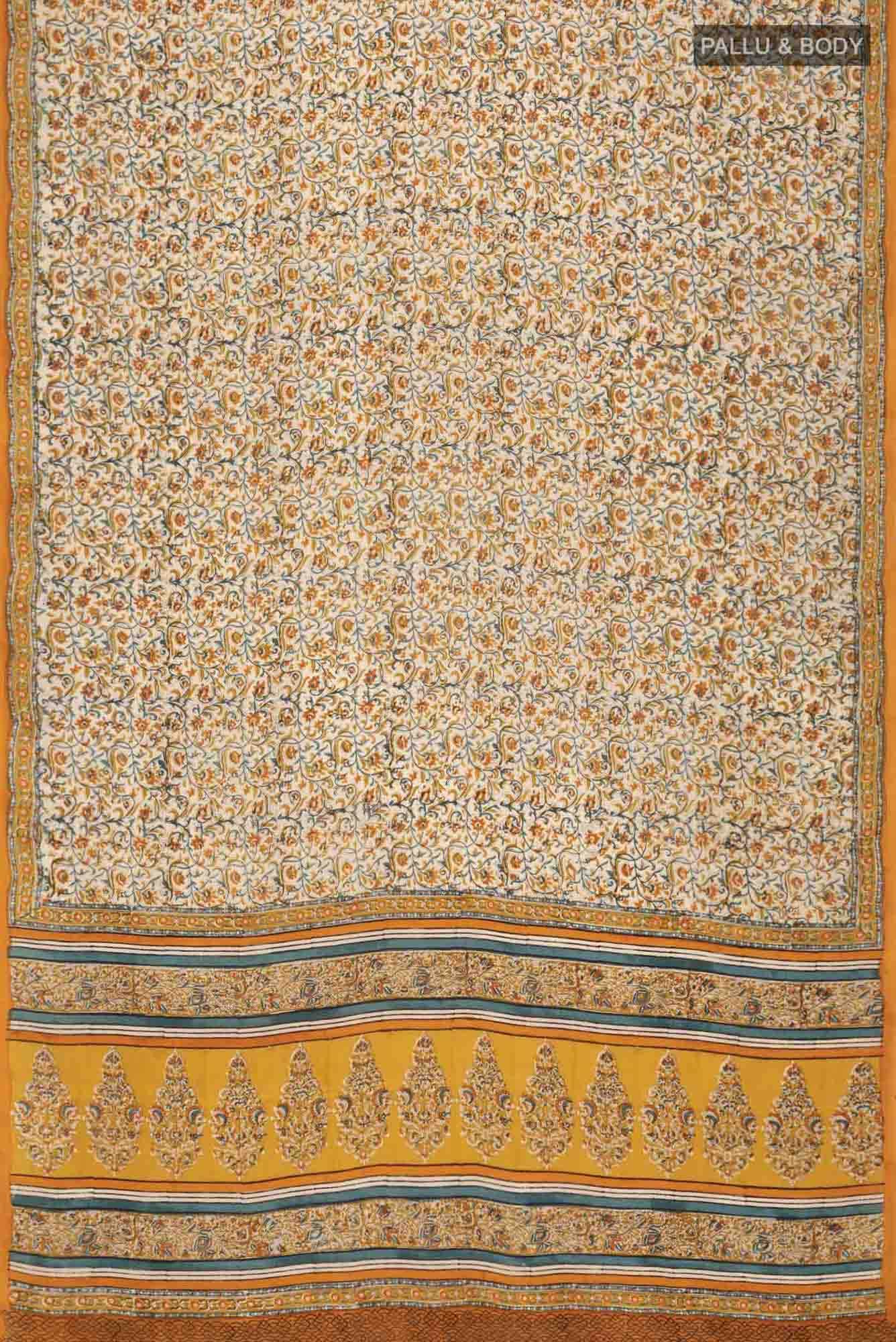 Cream Mysore Crepe Saree - Image 3