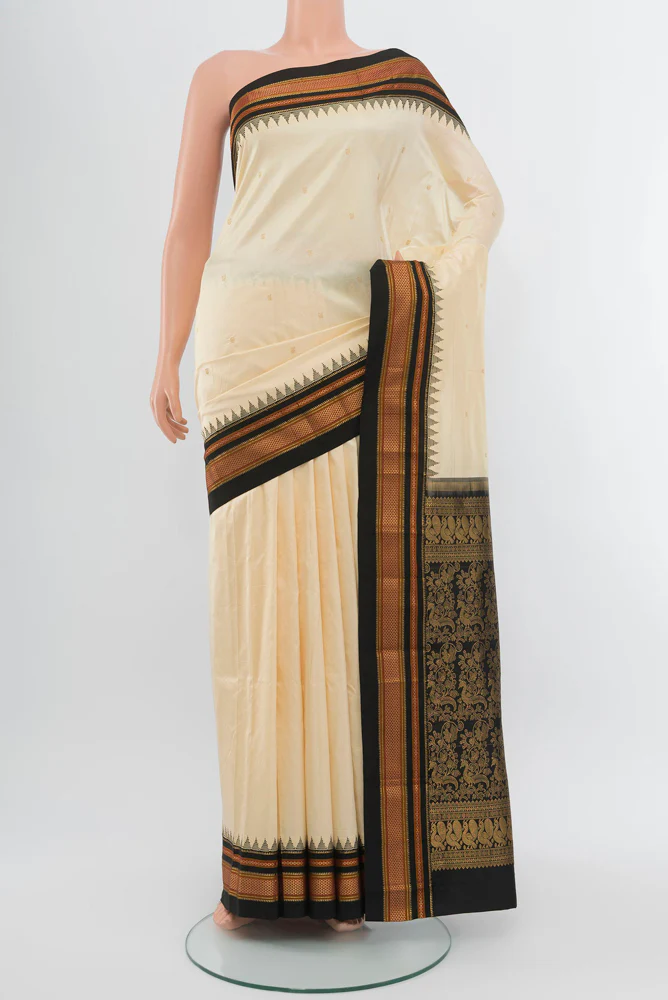 Cream Bangalore Silk Saree