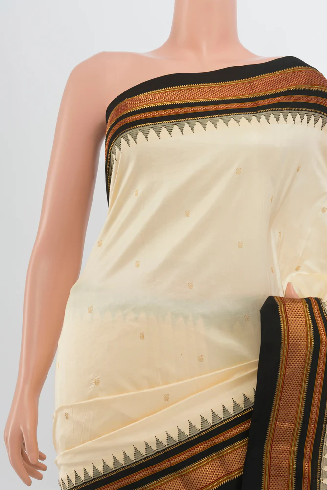 Cream Bangalore Silk Saree - Image 2
