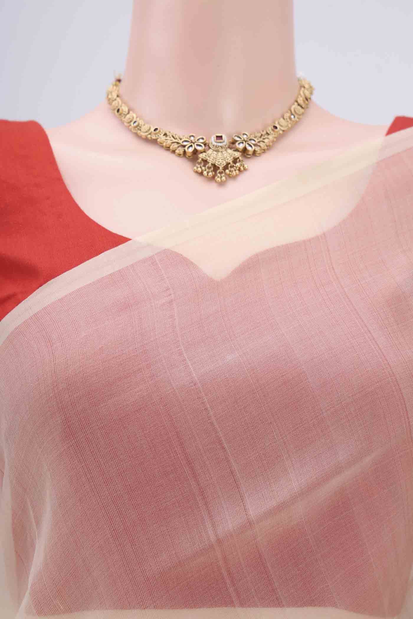 Beige Organza Silk Saree - Image 2