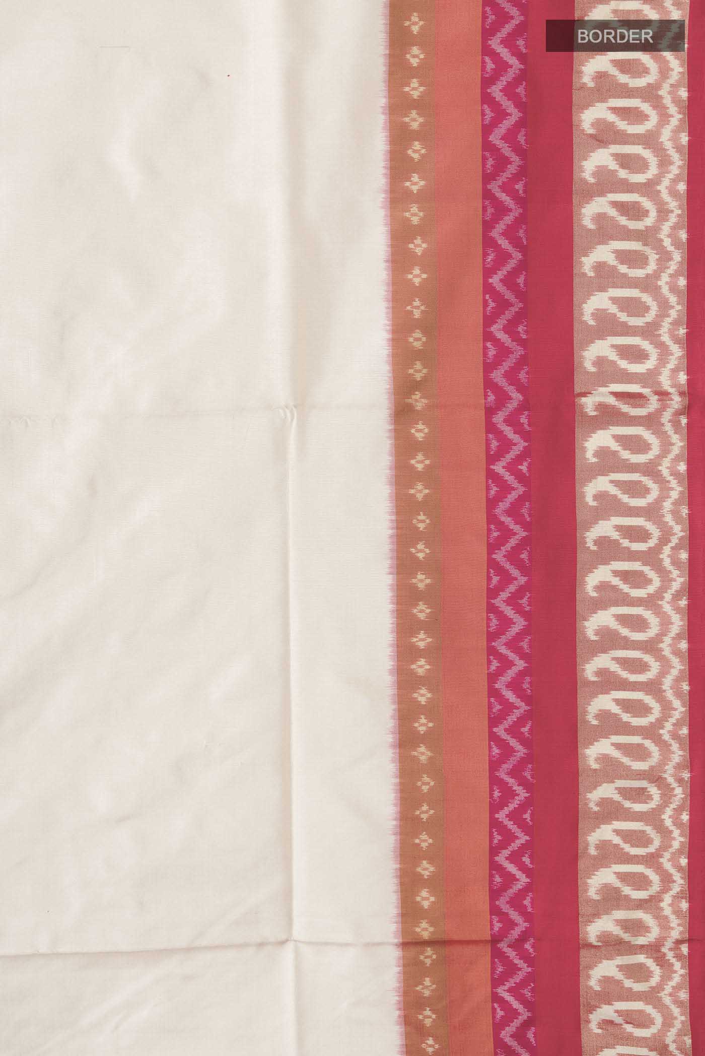 Cream Pochampally Silk Saree - Image 3