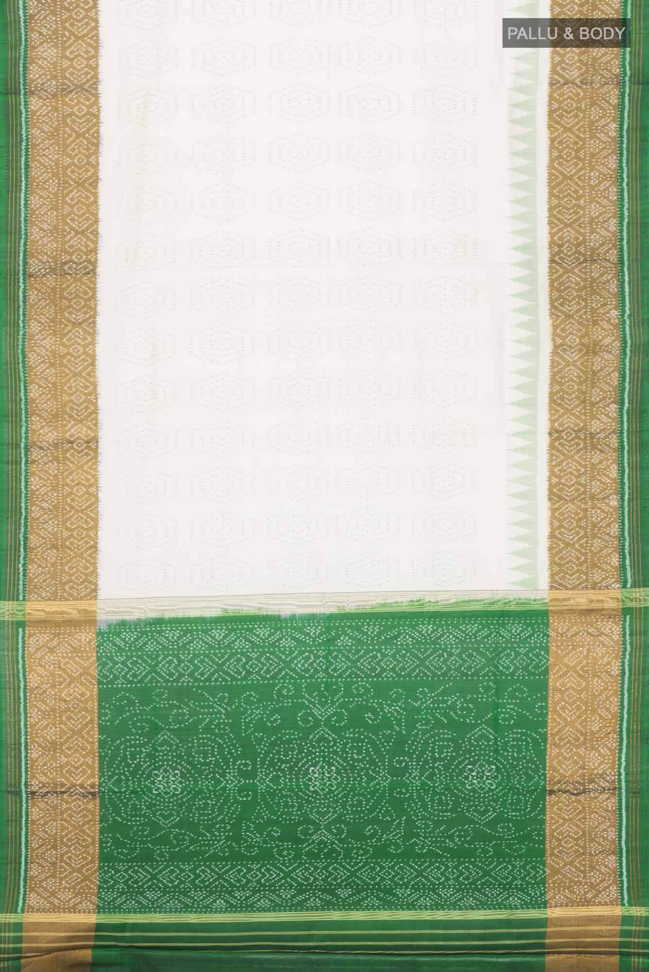 Cream Pochampally Silk Saree - Image 4