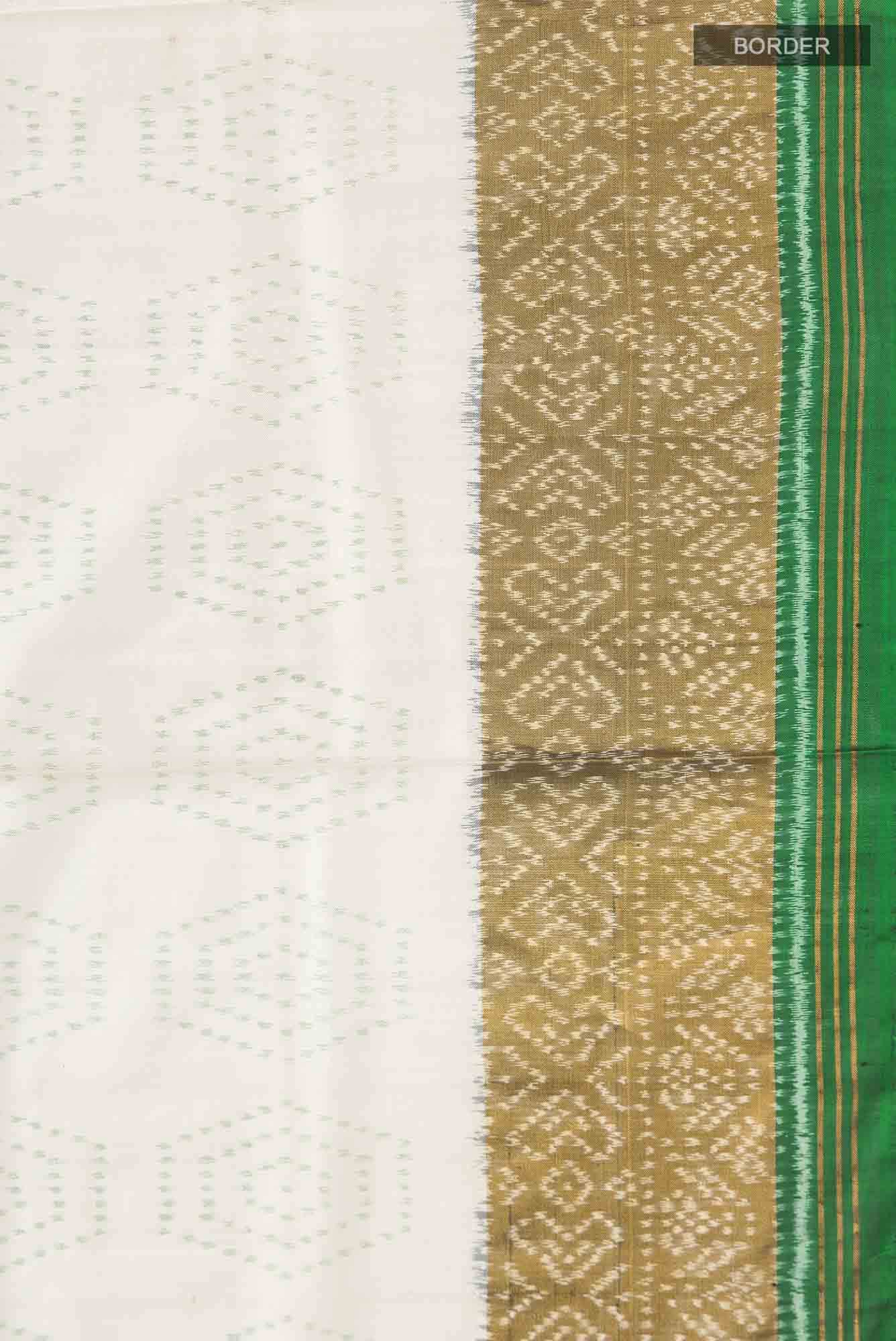 Cream Pochampally Silk Saree - Image 5