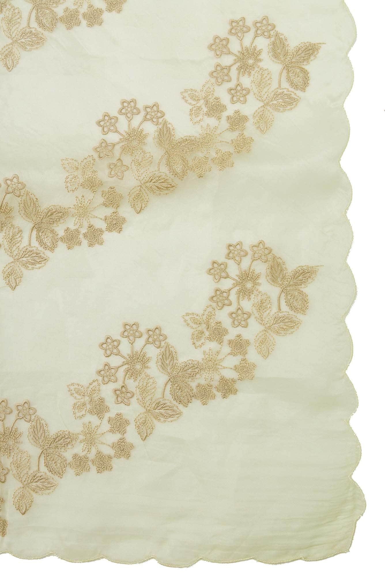 Bella Cream floral design saree from Embroidered Romance Collection by Nalli - Image 4