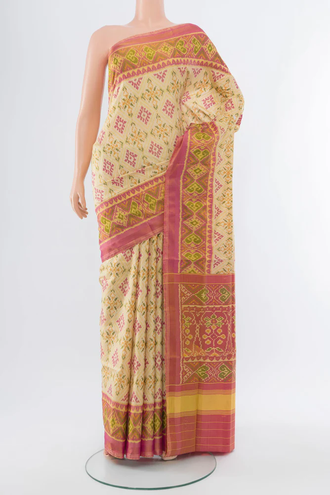 Cream Rajkot Patola Silk Saree