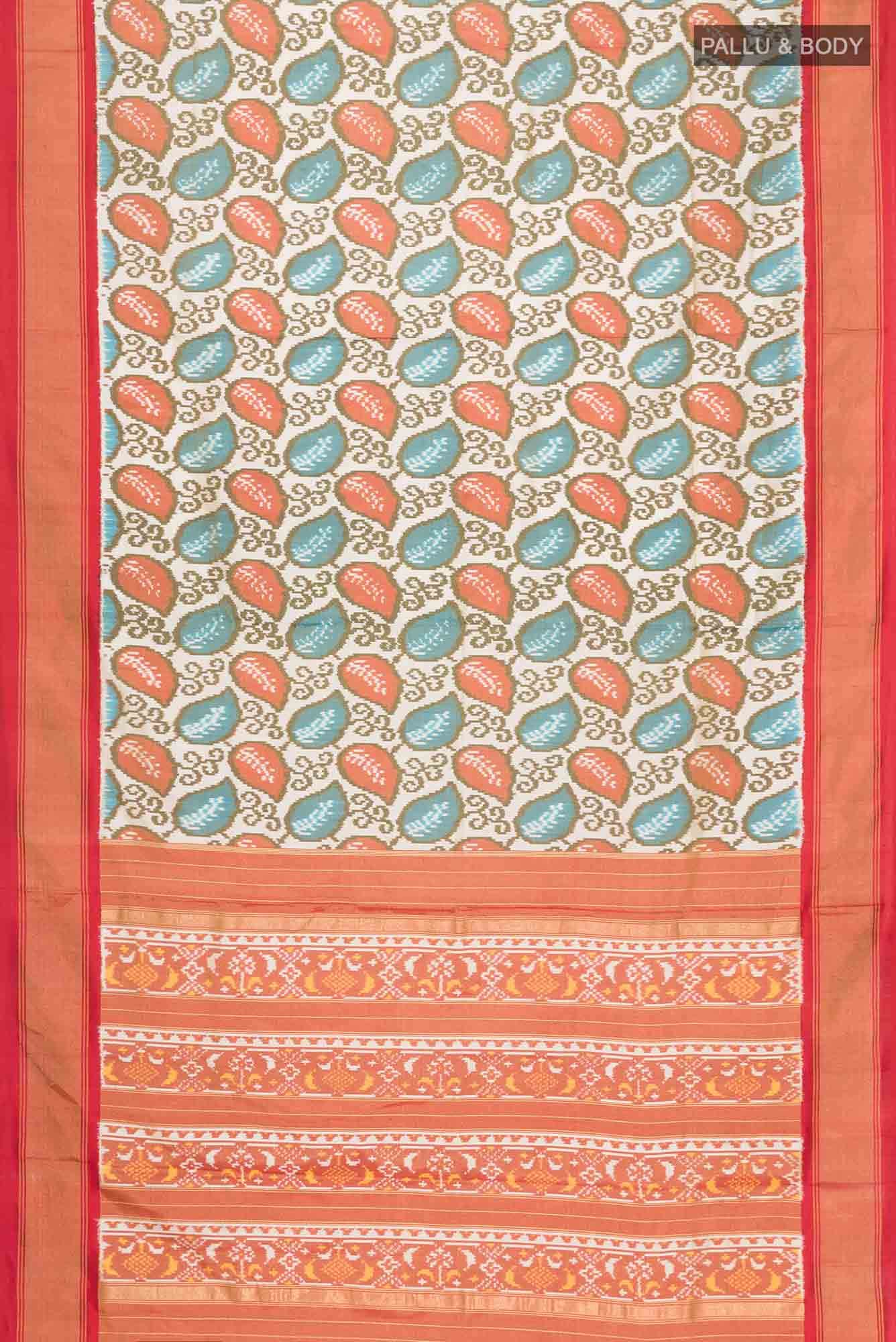 Cream Rajkot Patola Silk Saree - Image 4