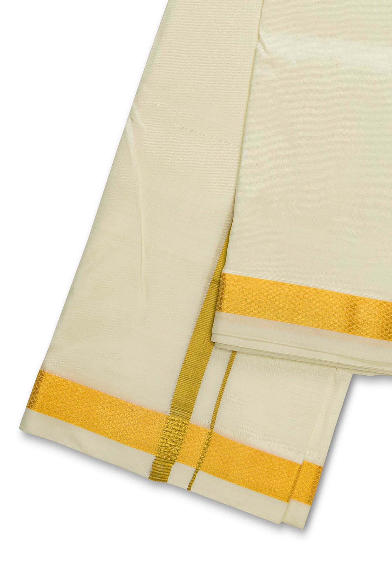 Cream Cream Art Silk Dhoti 8 Muzham - Image 2