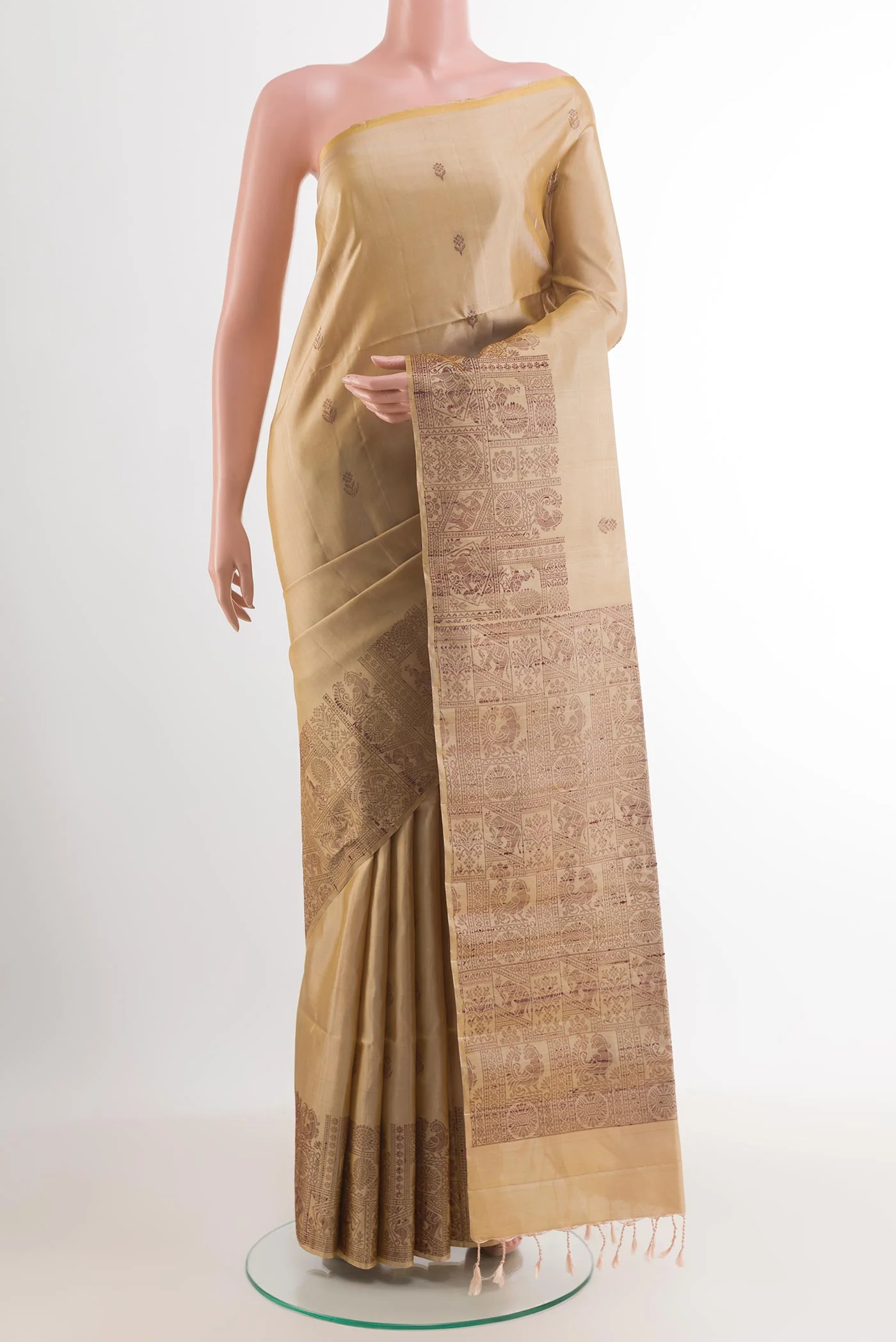 Beige Soft Silk Saree