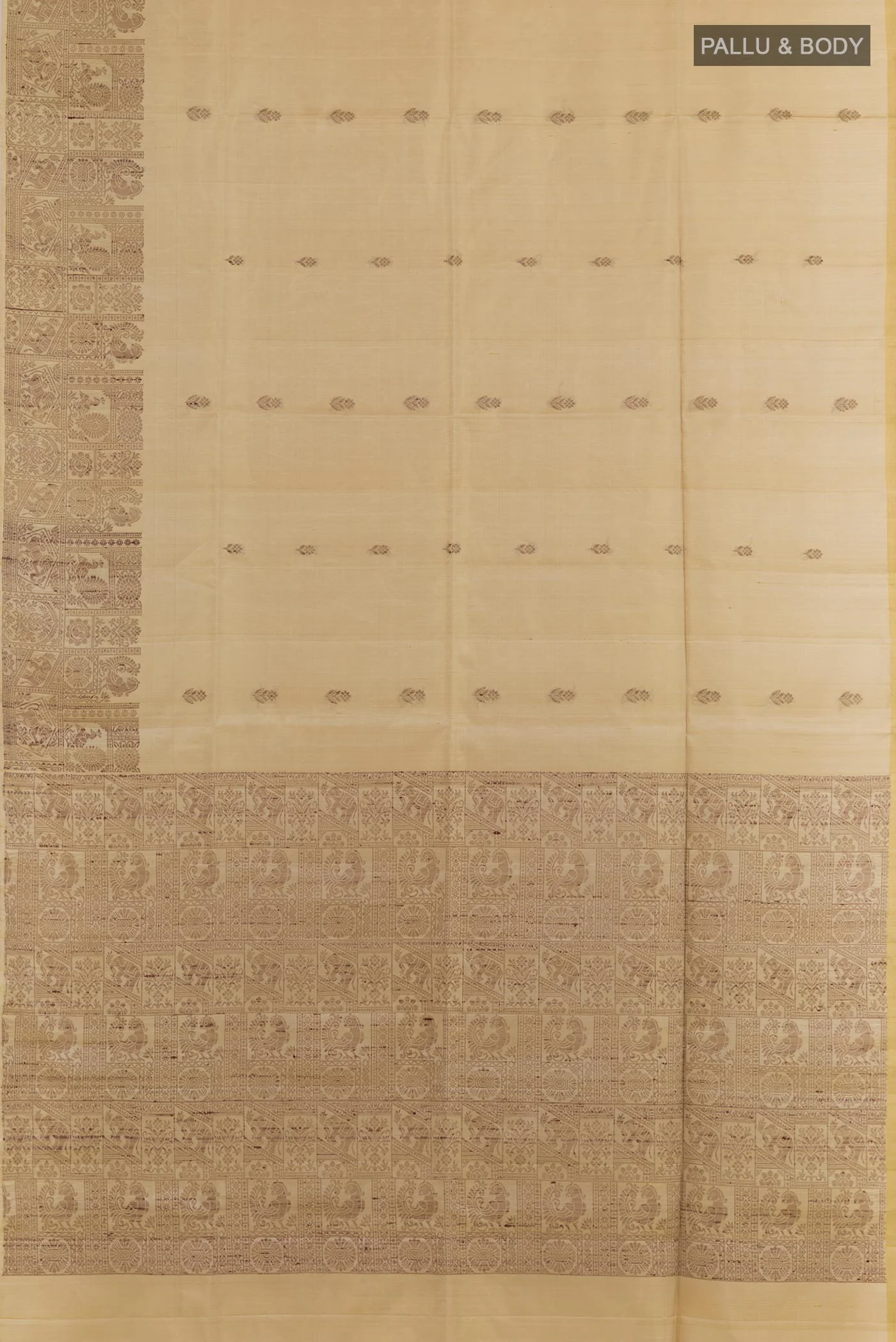Beige Soft Silk Saree - Image 3