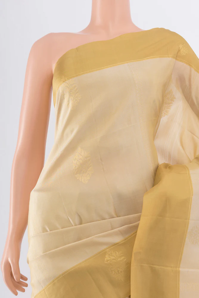 Cream Soft Silk Saree - Image 2
