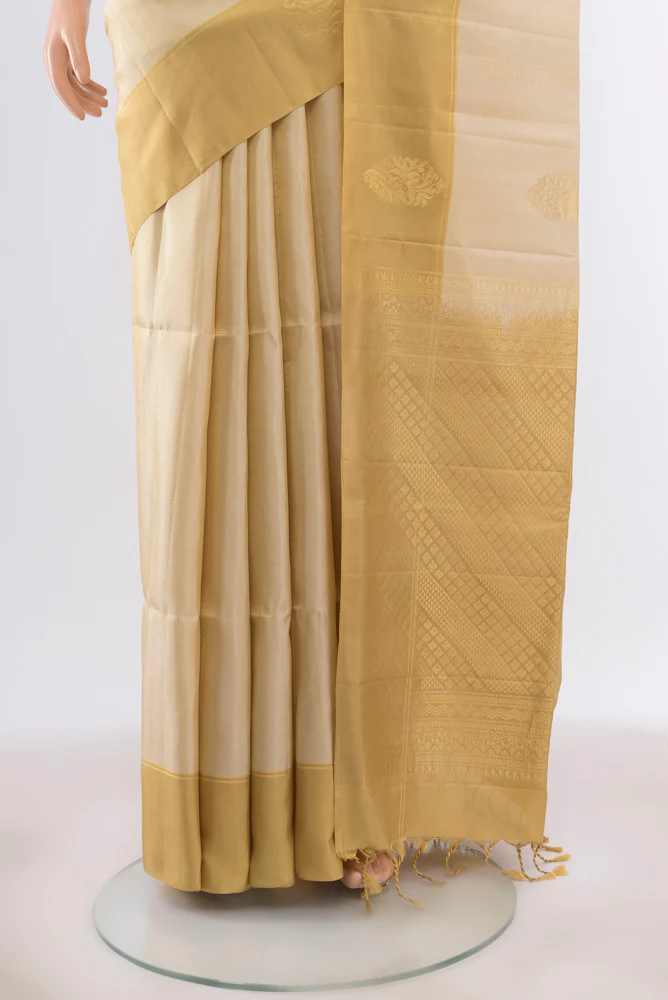 Cream Soft Silk Saree - Image 3