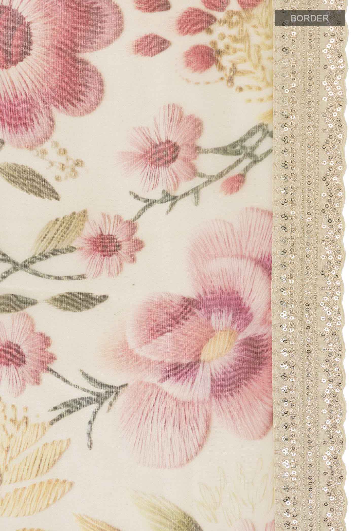 Cream Tissue Silk Saree - Image 3