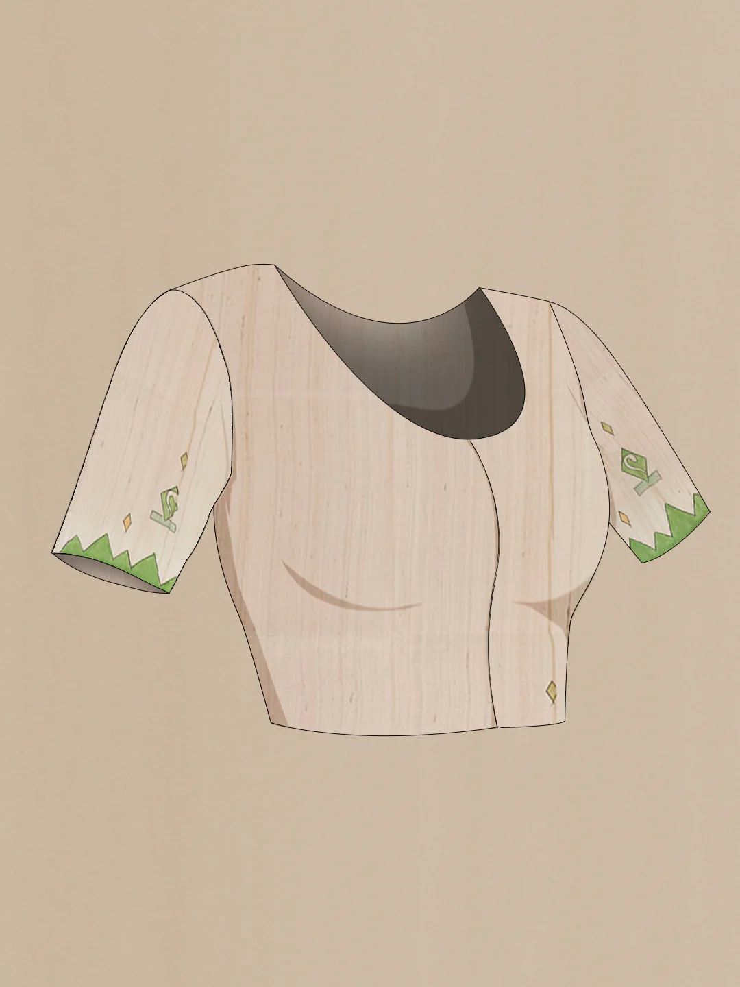 Cream Tussar Silk Saree - Image 2