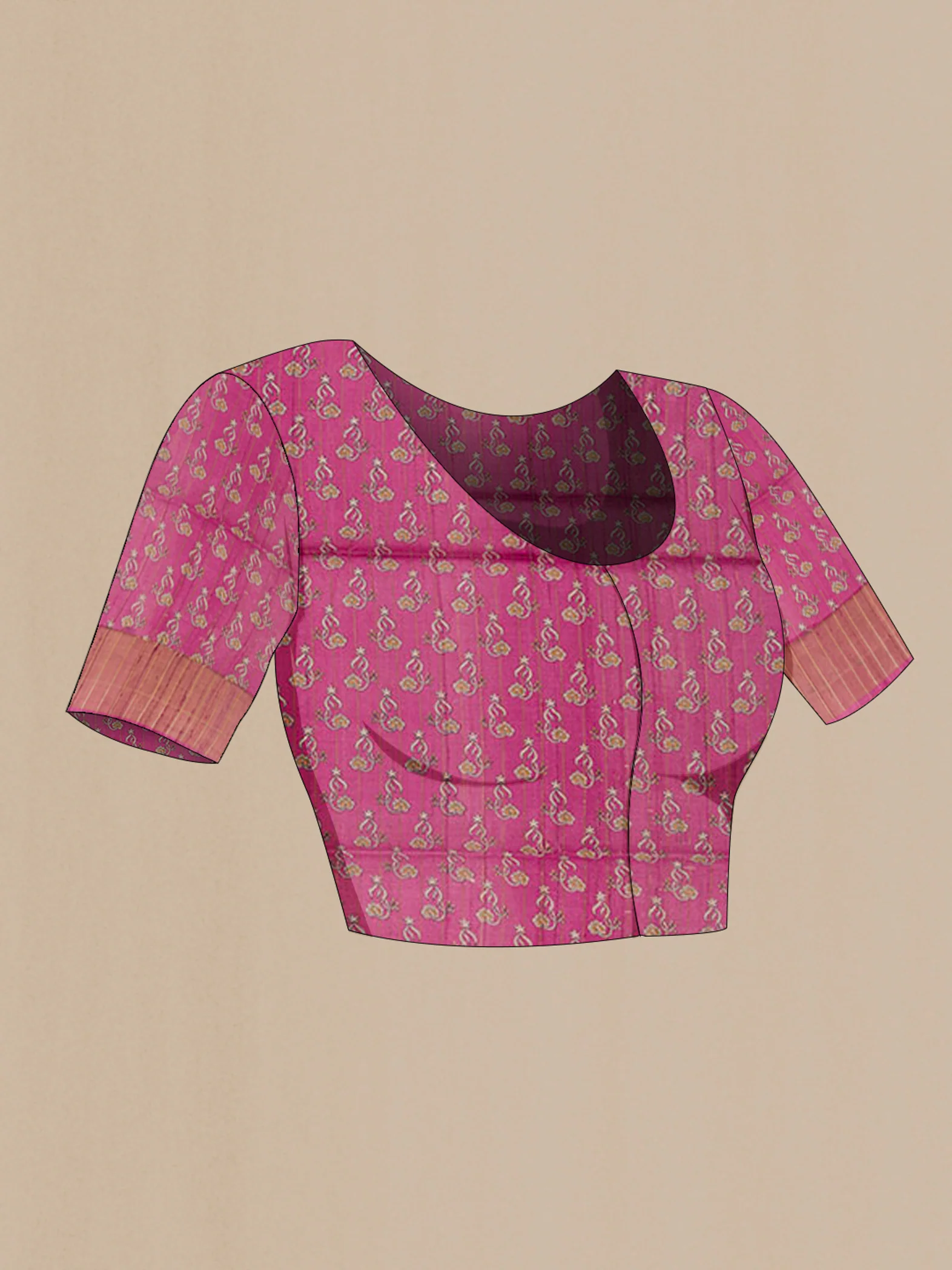 Cream Tussar Silk Saree - Image 2