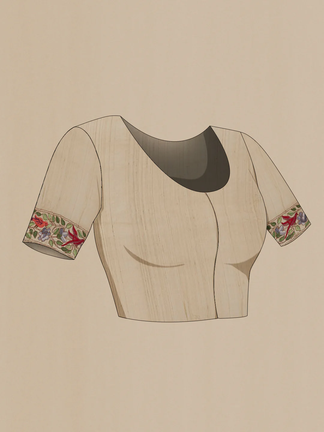 Beige Tussar Silk Saree - Image 2