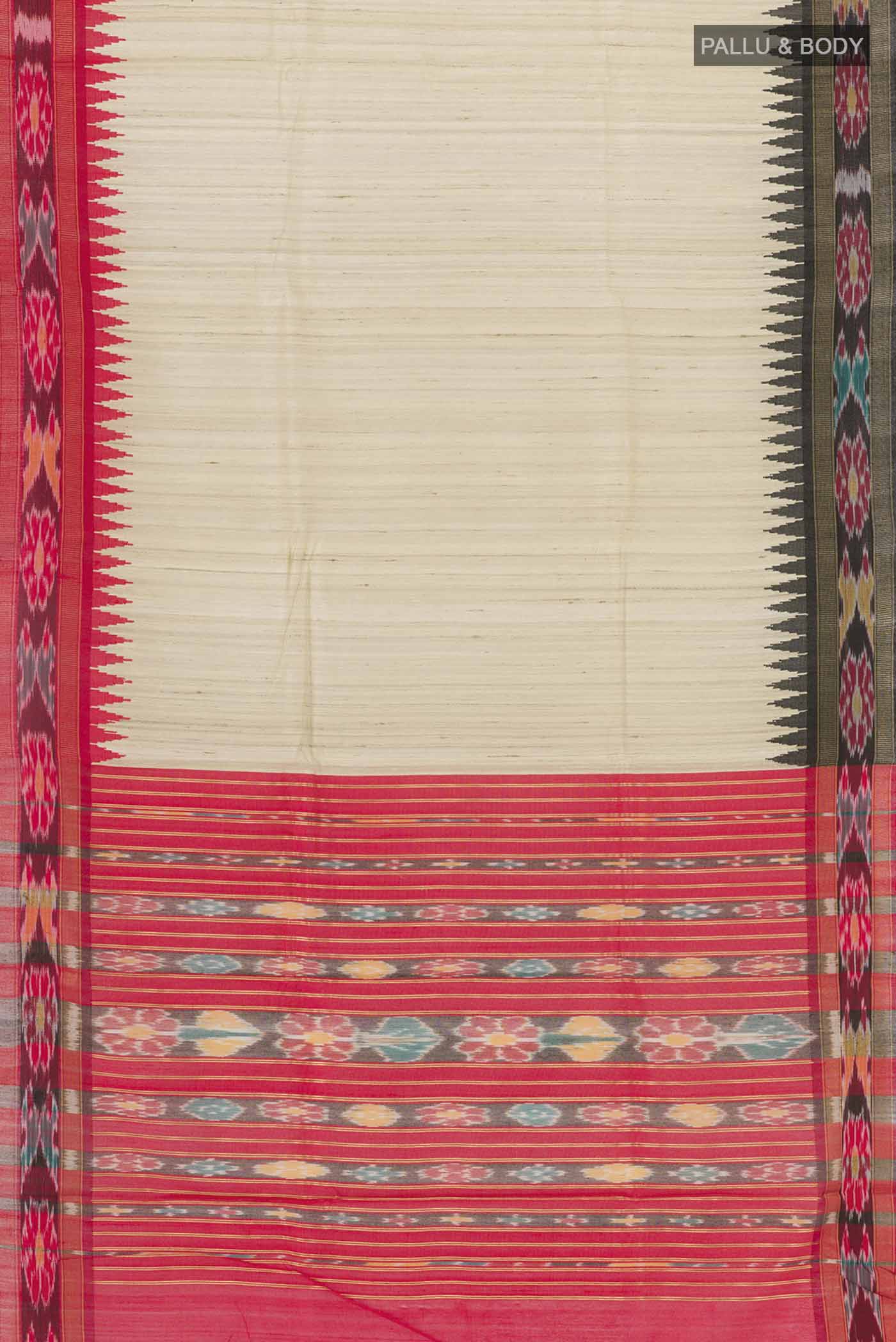 Cream Tussar Saree - Image 3