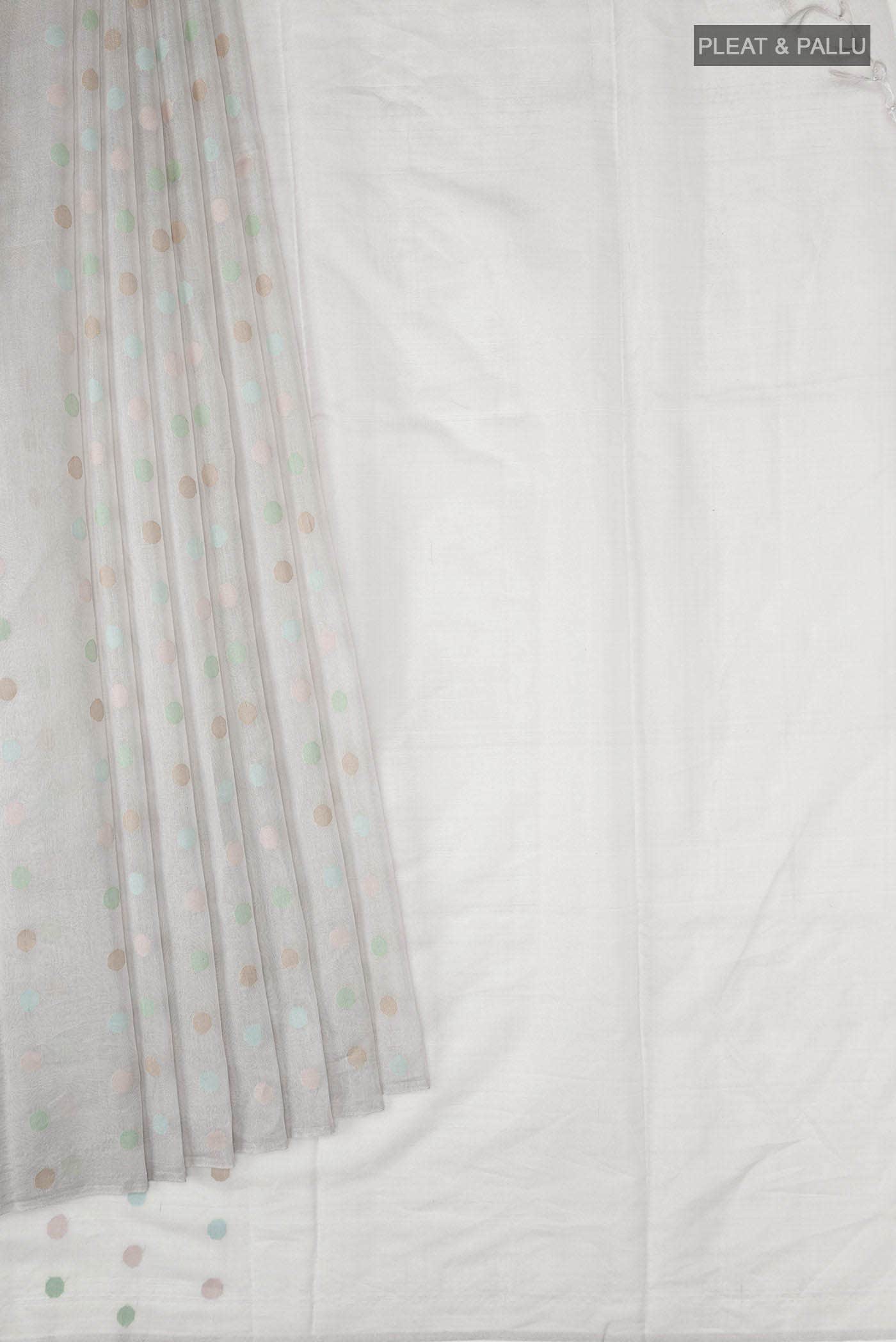 Cream Tussar Silk Saree - Image 2