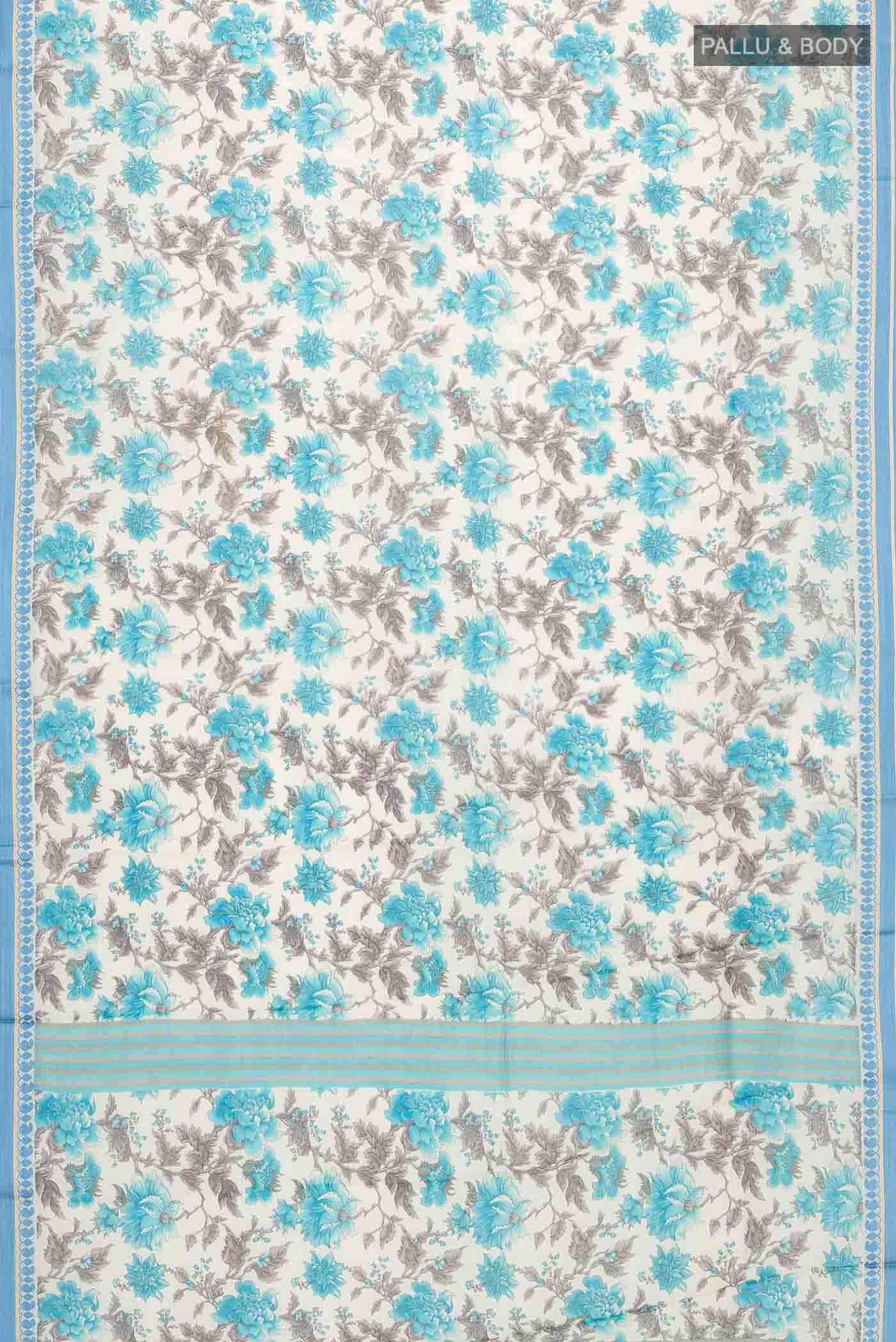 Cream Tussar Silk Saree - Image 3