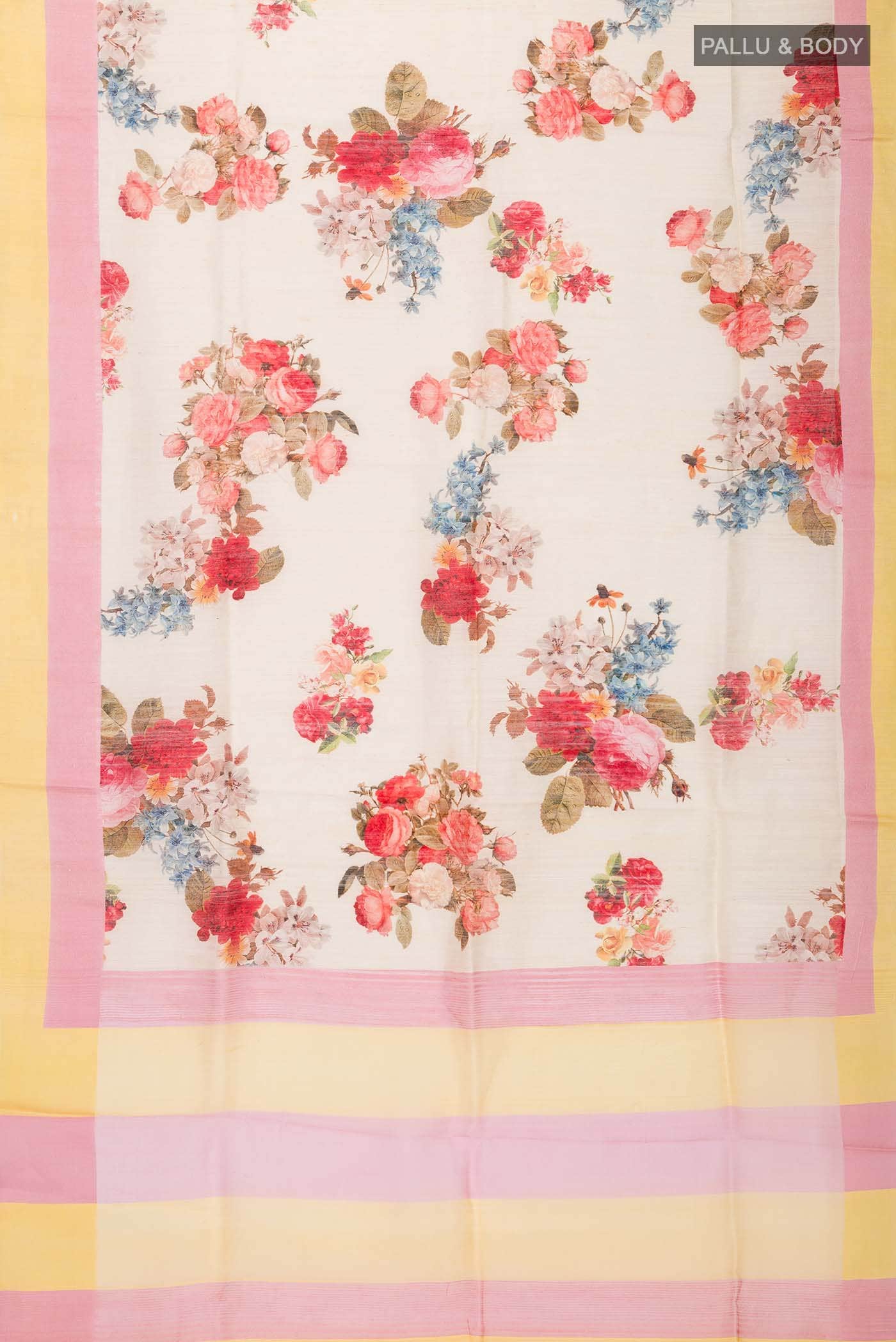 Cream Tussar Silk Saree - Image 3