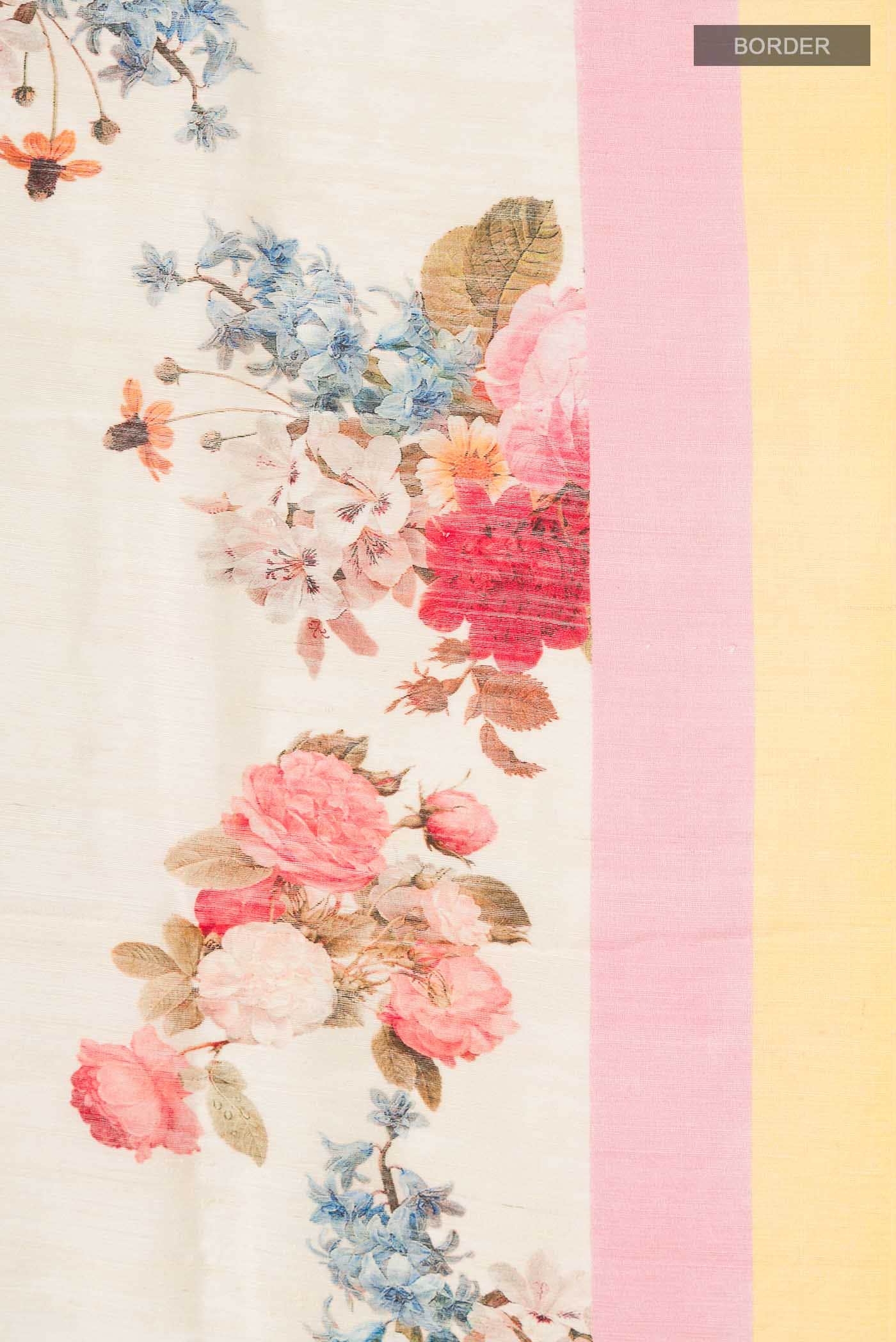 Cream Tussar Silk Saree - Image 4