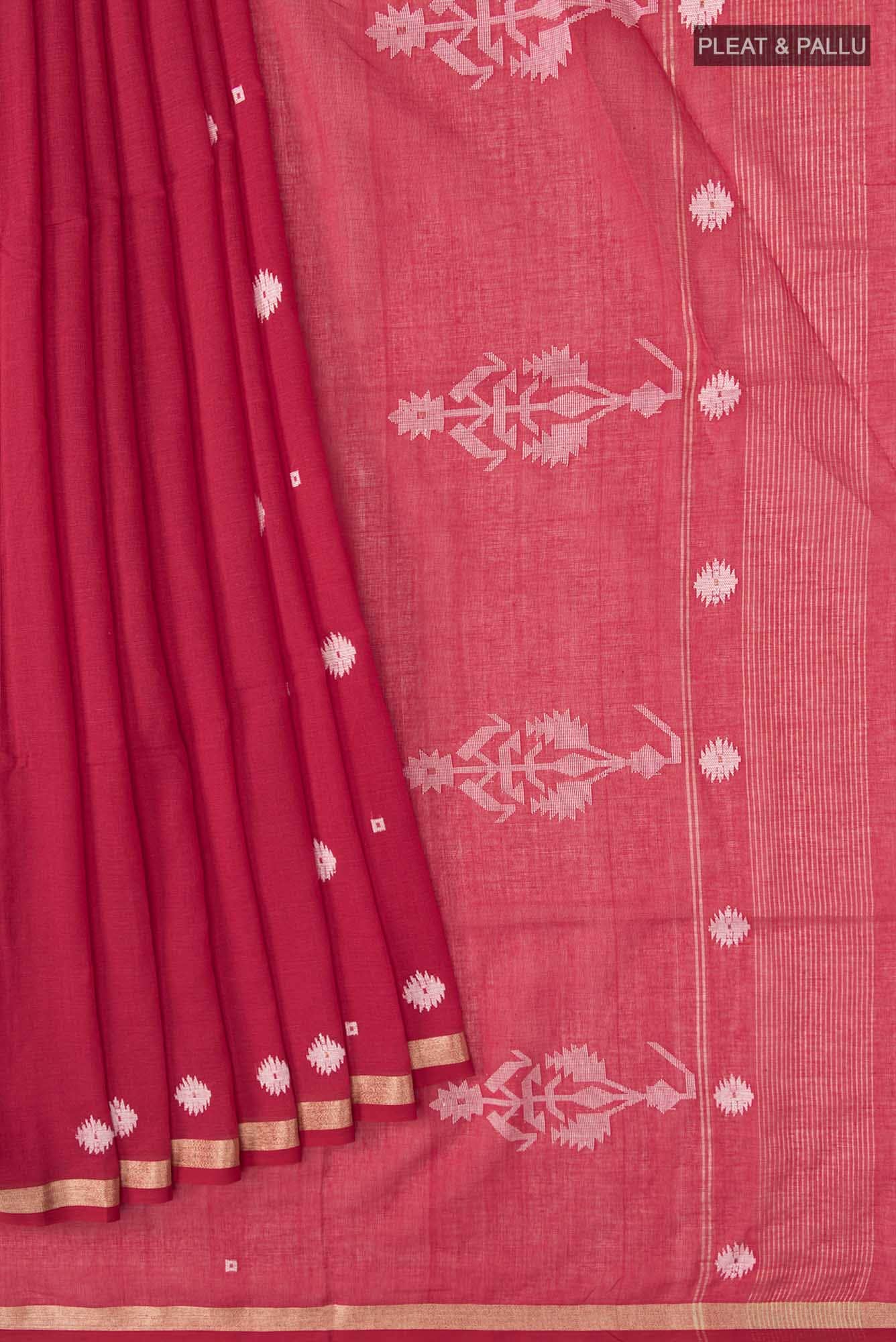 Damini-Red Bengal Cotton Saree - Image 2