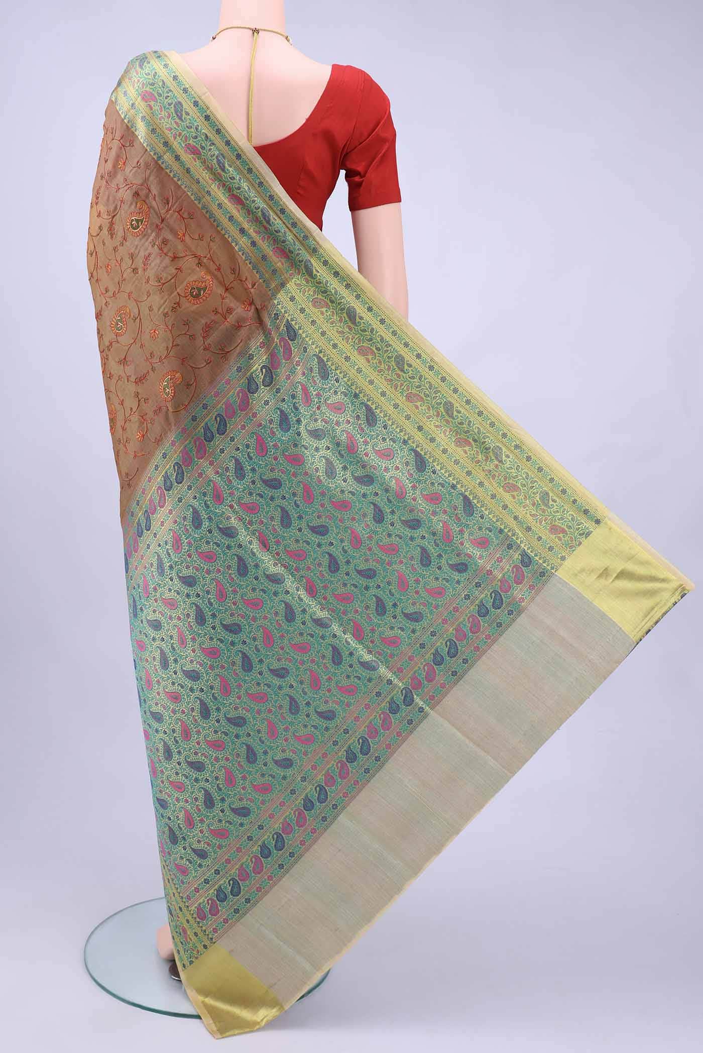 Dark Beige Banarasi Silk Saree - Image 2