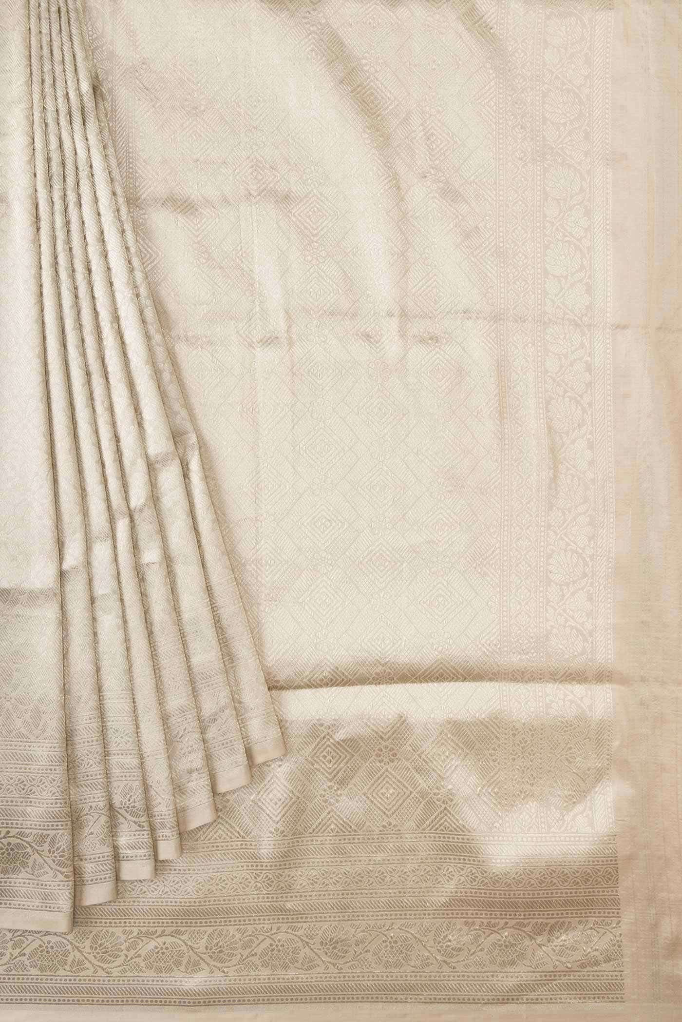 Dark Beige Banarasi Silk Saree - Image 2