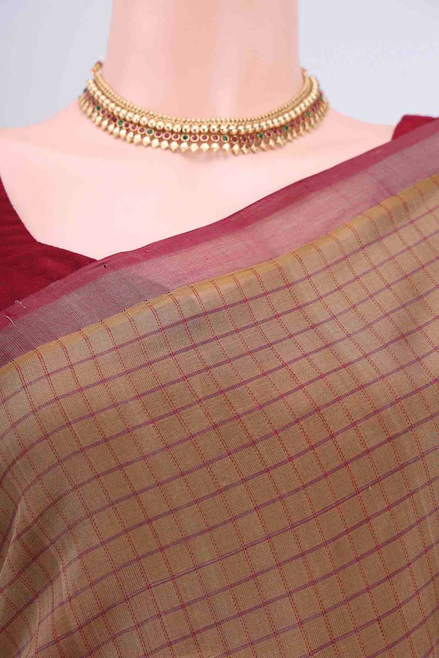 Brown Coimbatore Silk Cotton Saree - Image 2