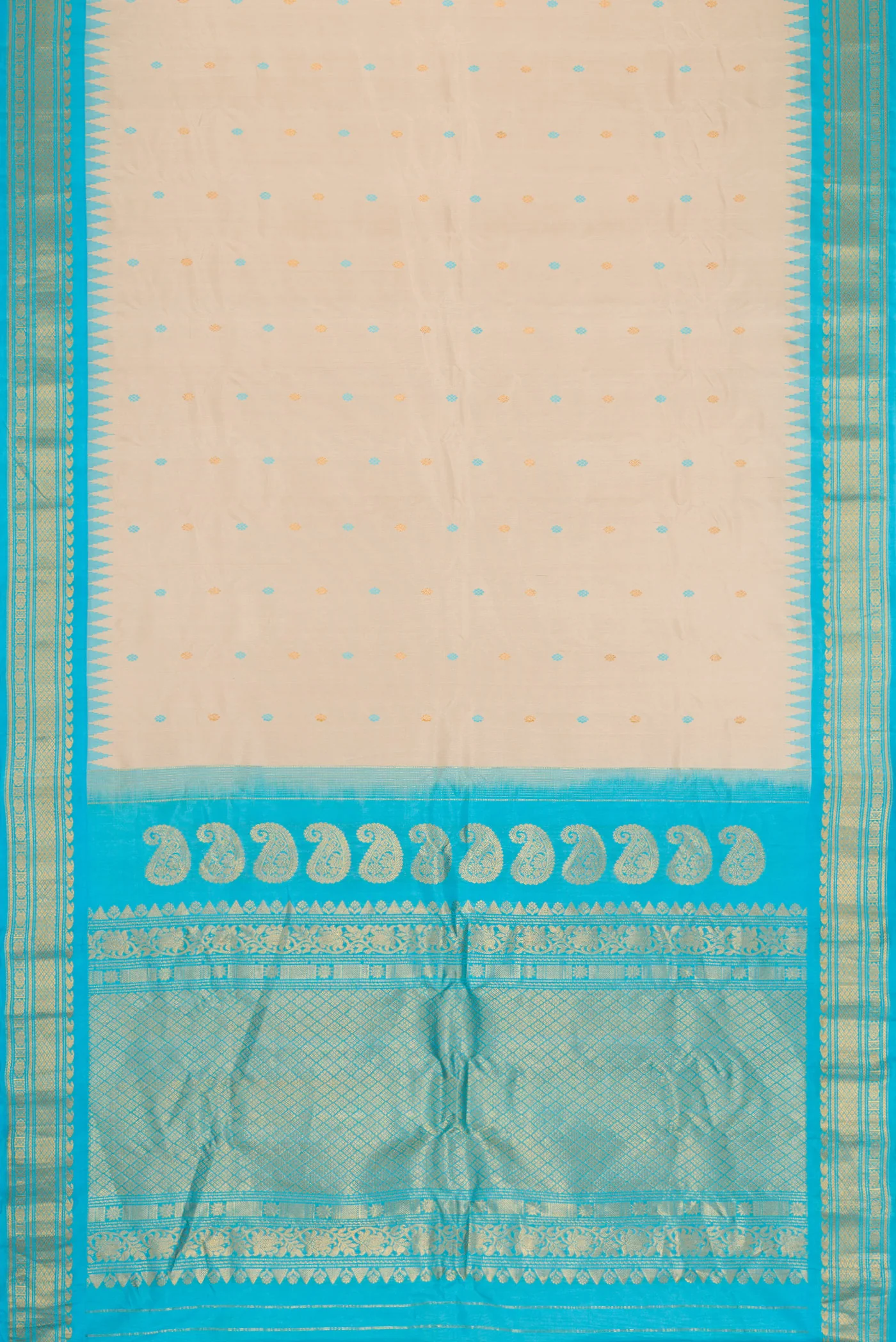 Beige Gadwal Silk Saree - Image 6