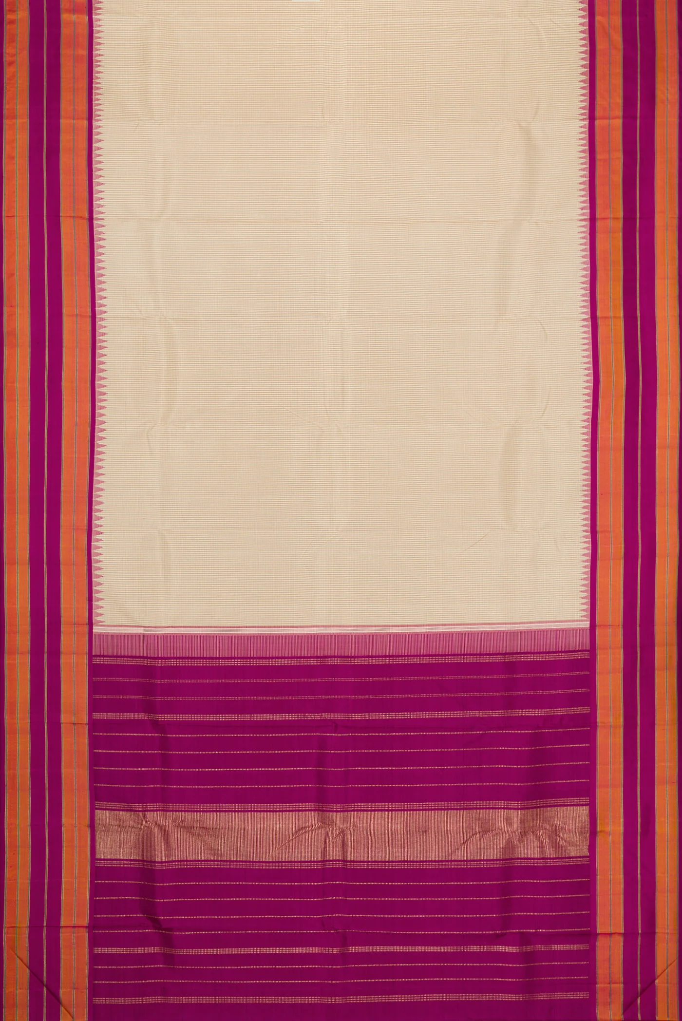 Pure Silk Pure Zari Cream Kanjivaram Saree - Image 6