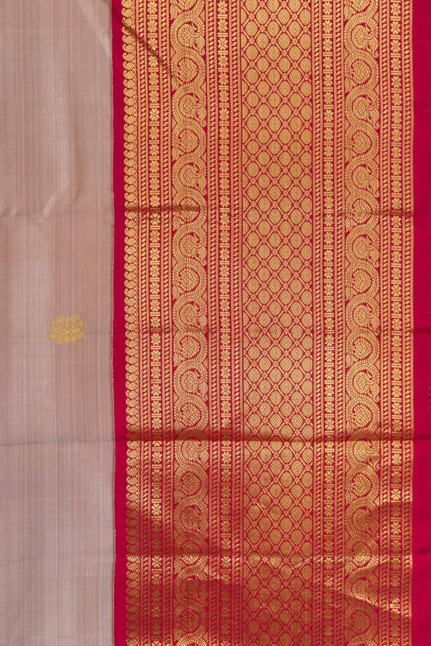 Rose Gold Kanjivaram Silk Saree - Image 3
