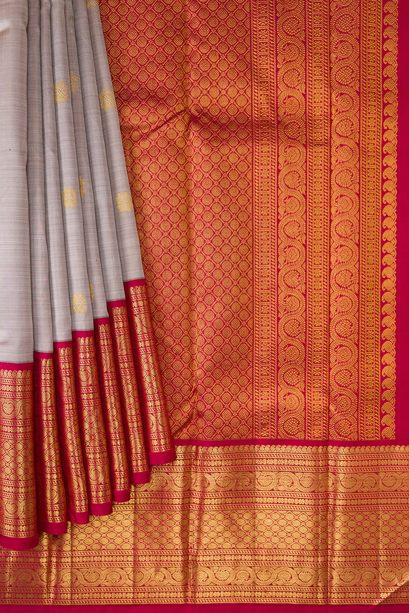 Rose Gold Kanjivaram Silk Saree - Image 4