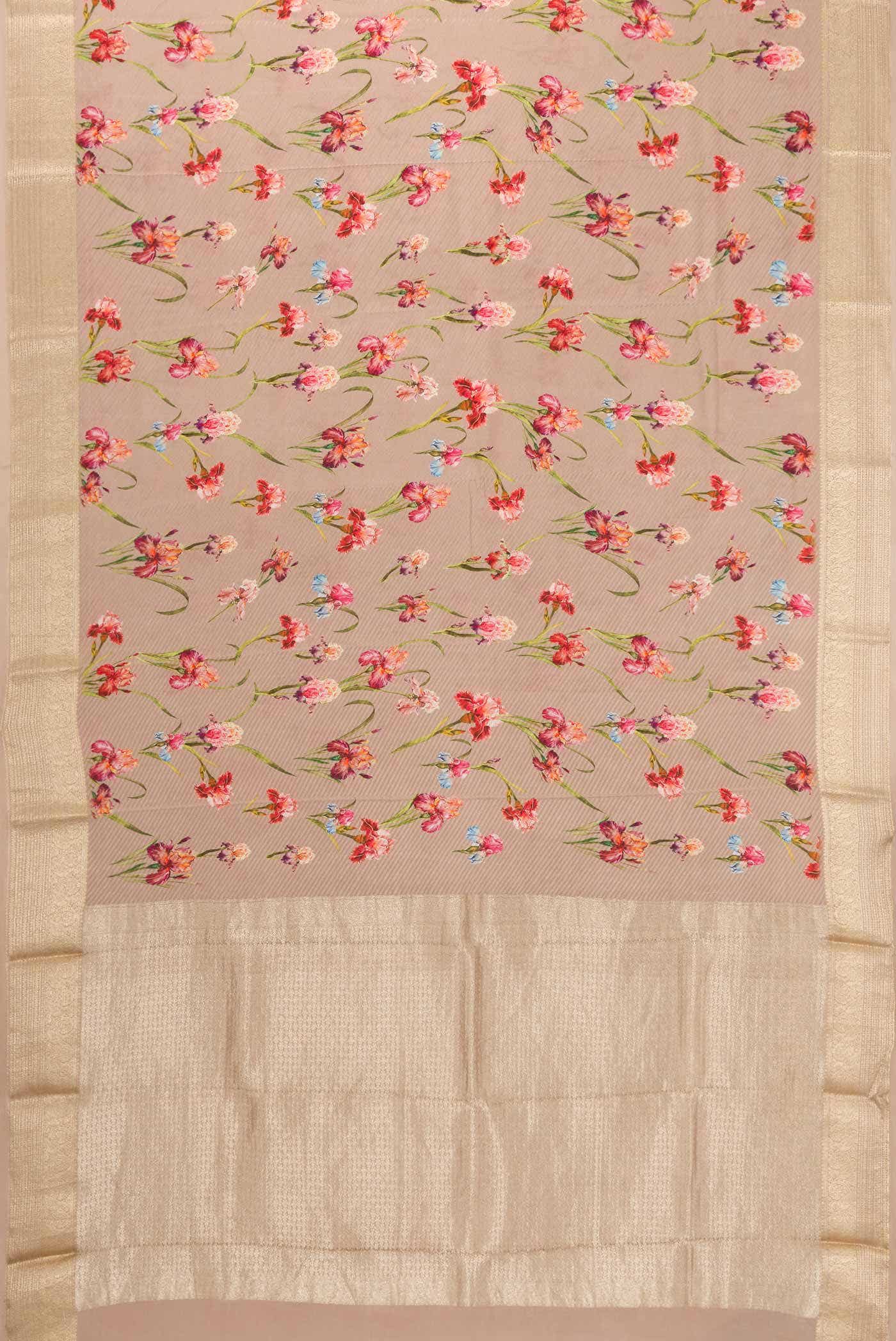 Dark Beige Dual Tone Mysore Crepe Saree - Image 4