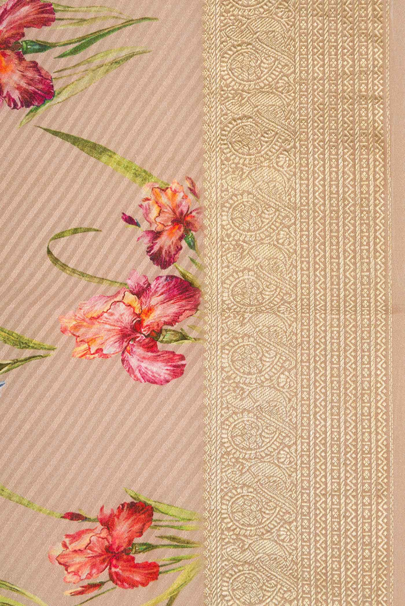 Dark Beige Dual Tone Mysore Crepe Saree - Image 5