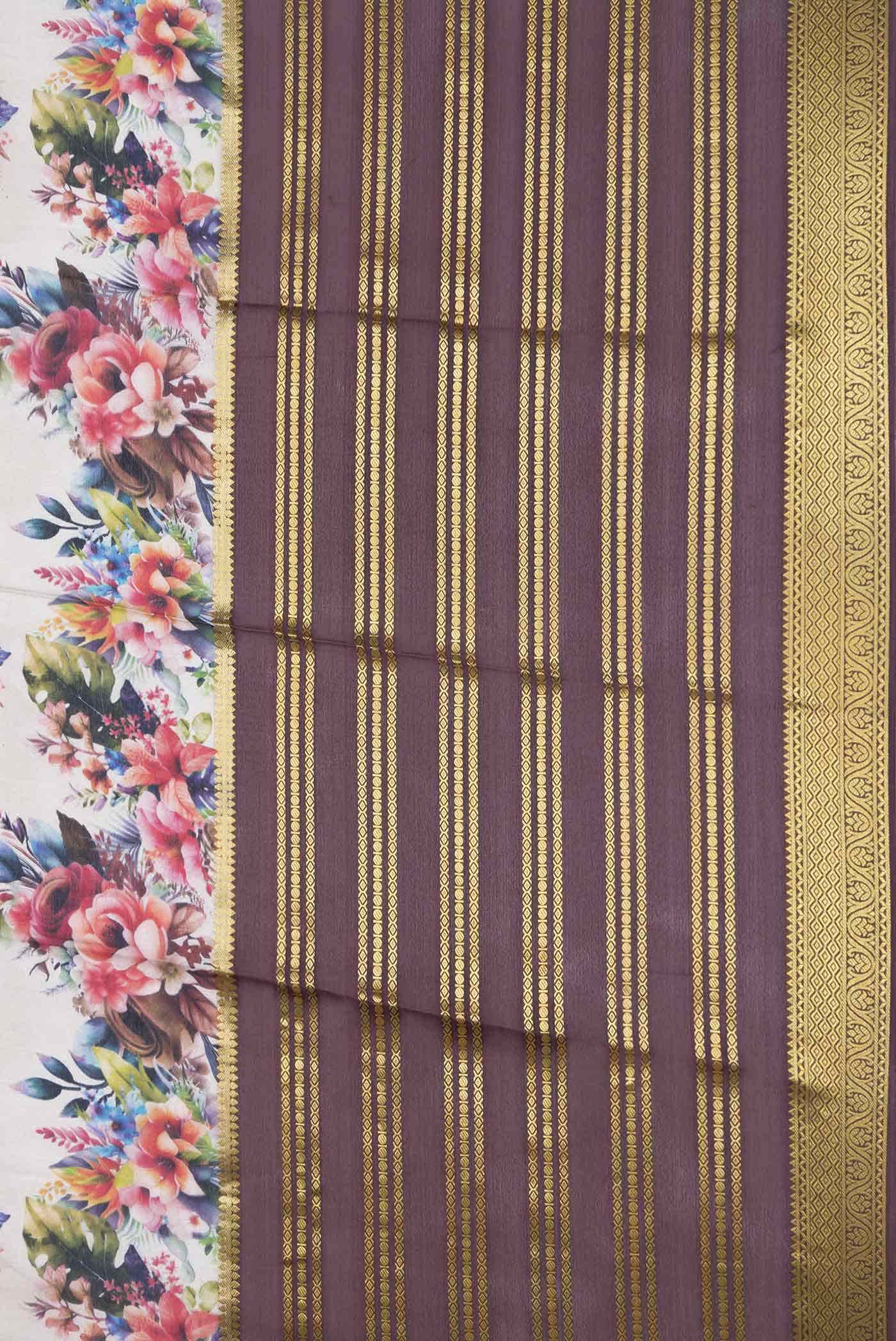 Dark Beige Dual Tone Mysore Crepe Saree - Image 3