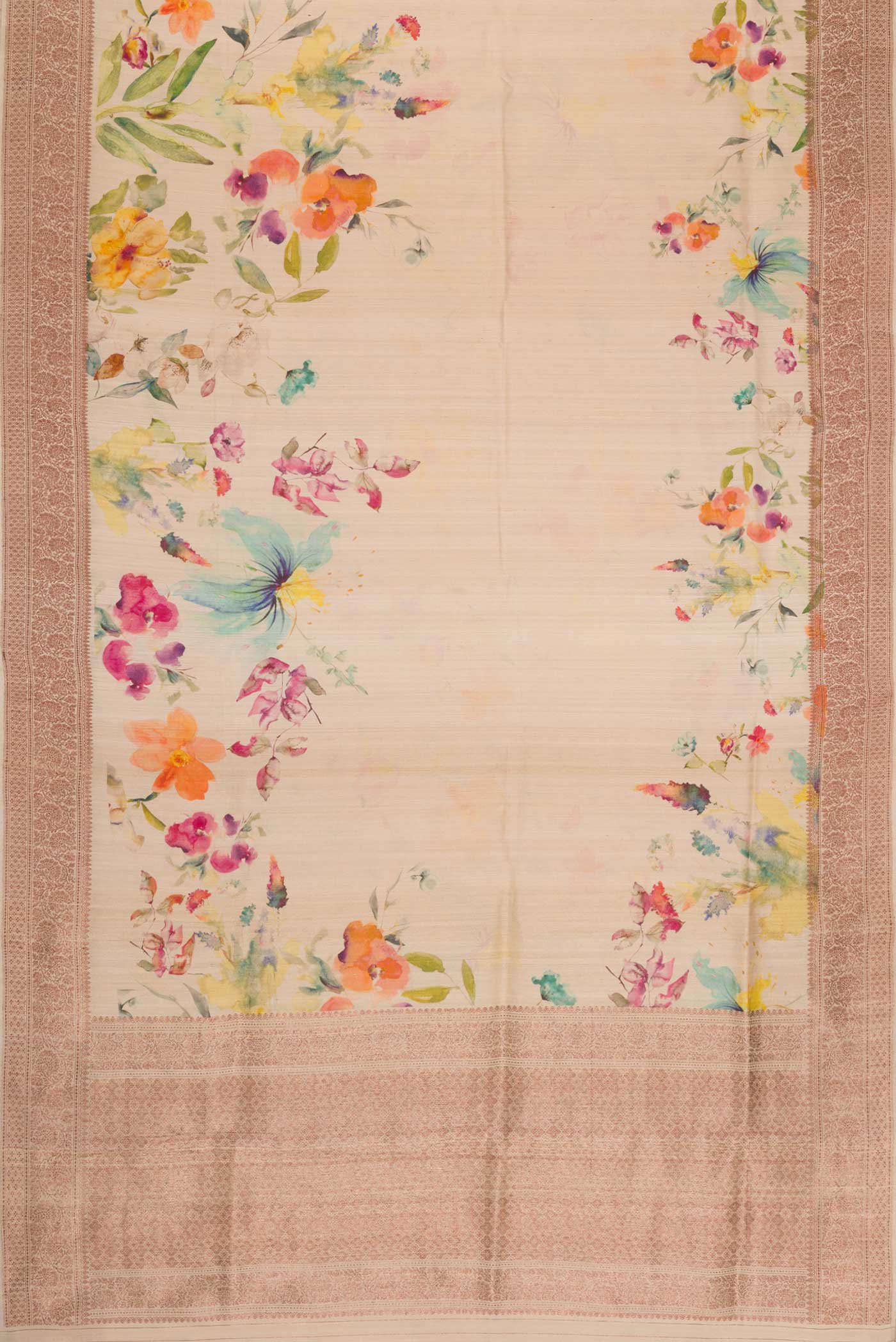 Dark Beige Dual Tone Tussar Silk Saree - Image 6