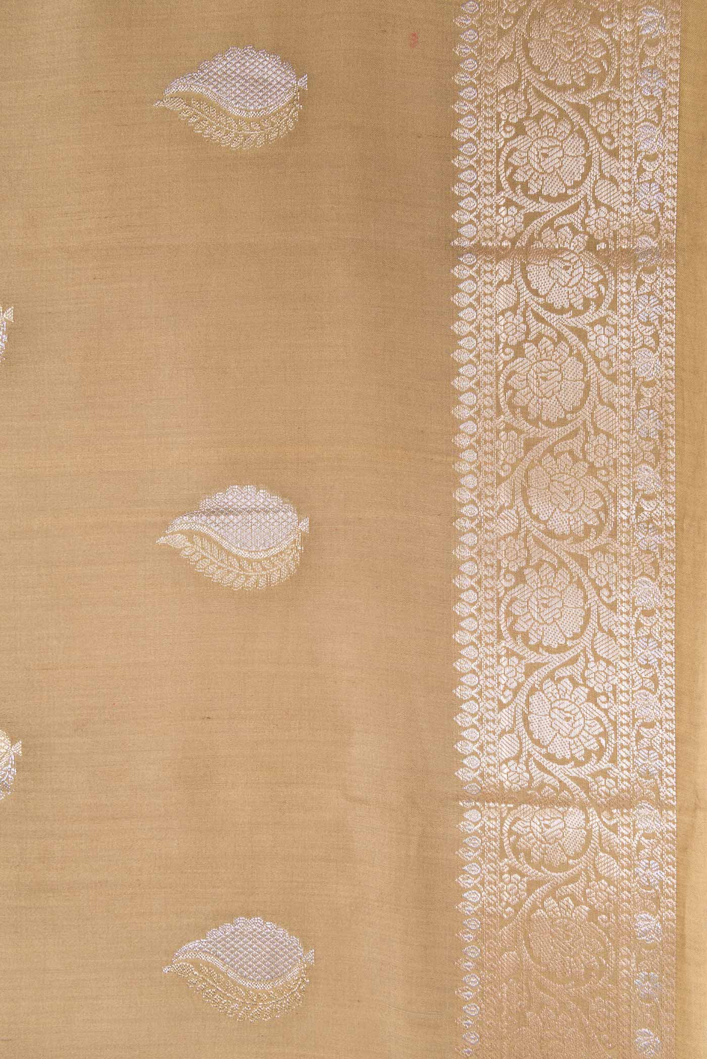 Dark Beige Banarasi Raw Silk Saree - Image 3