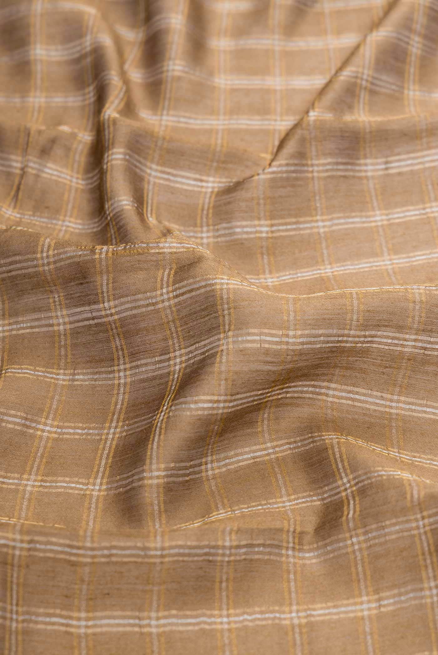 Dark Beige Dual Tone Tussar Silk Saree - Image 2