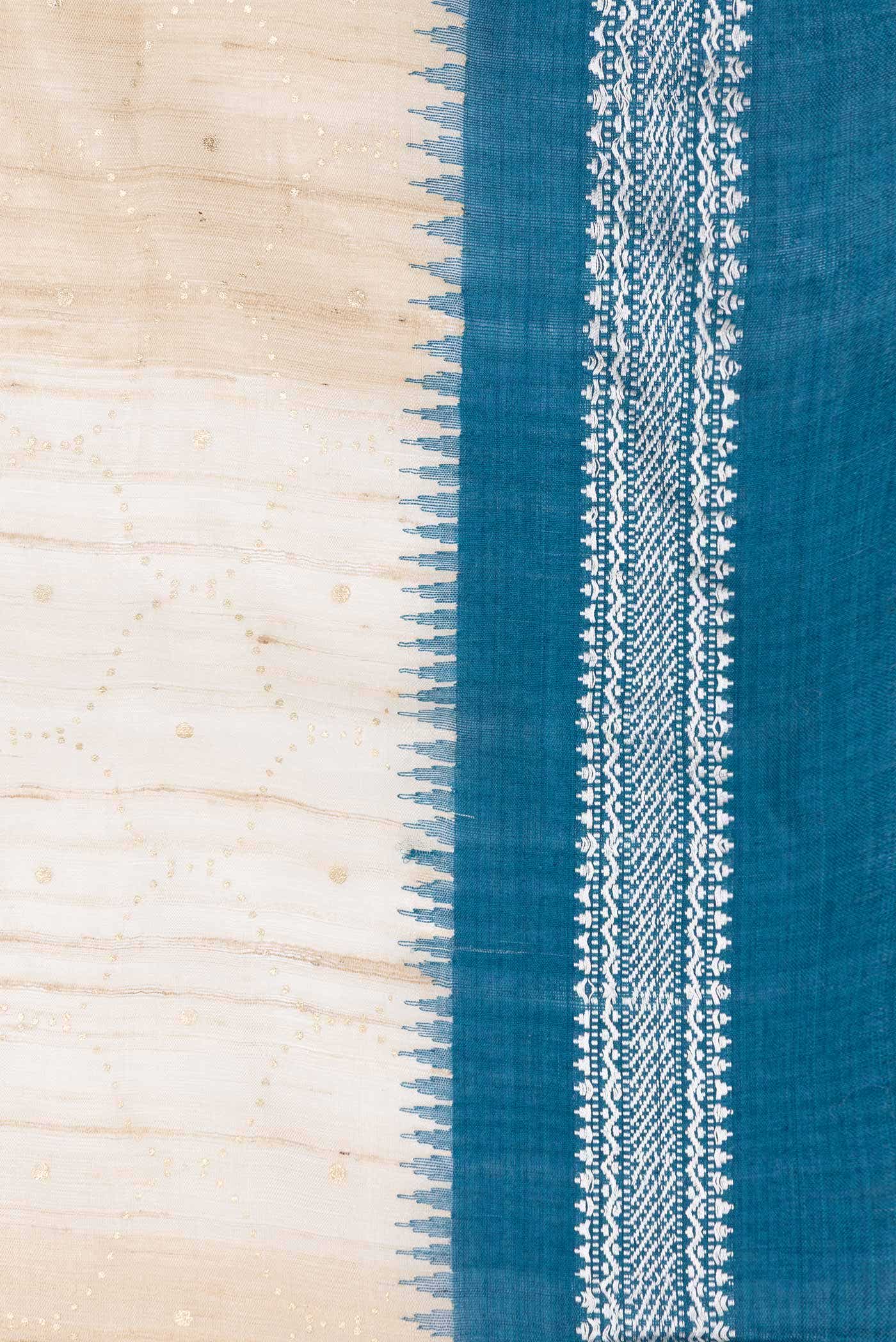 Dark Beige Dual Tone Tussar Silk Saree - Image 3