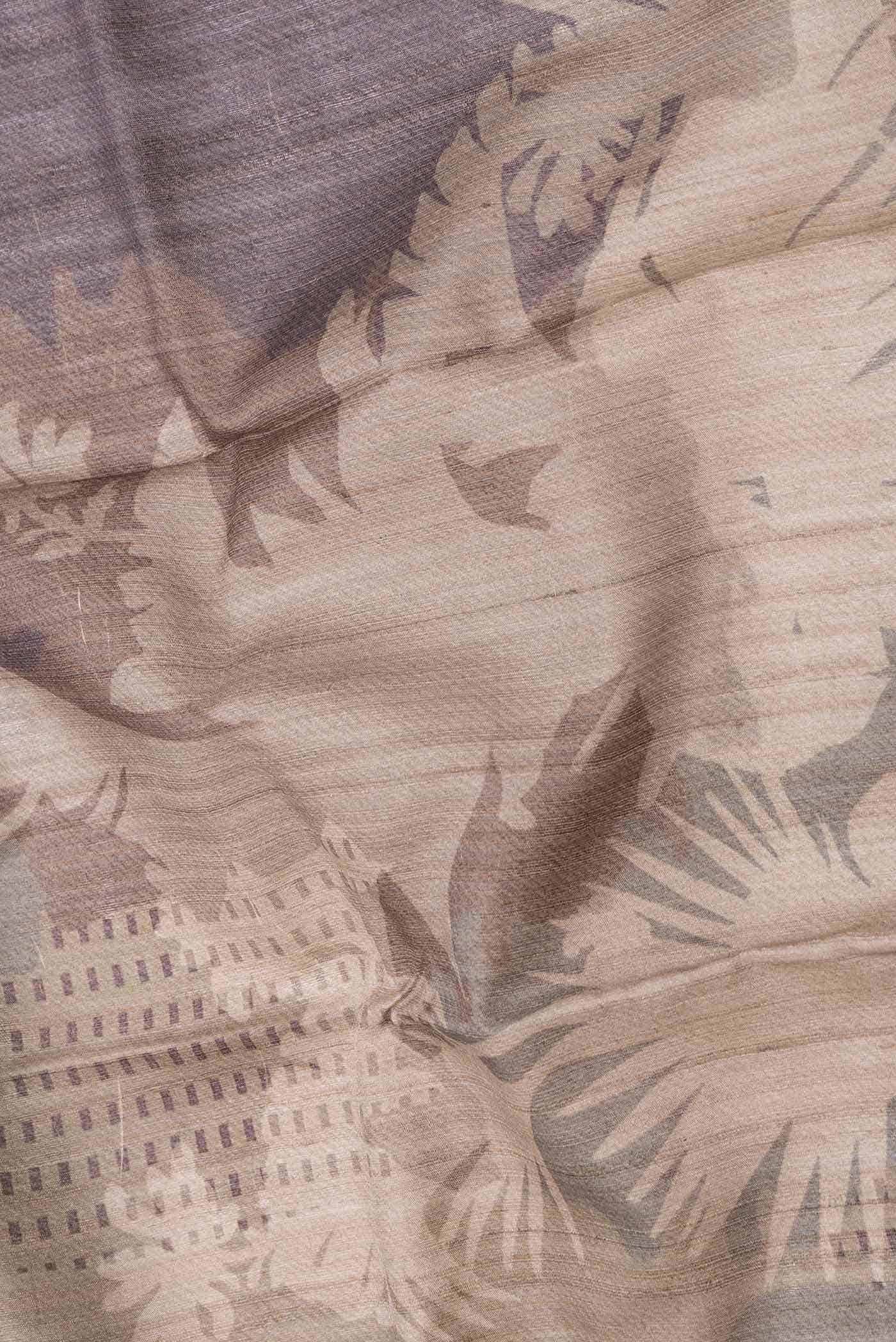 Dark Beige Dual Tone Tussar Silk Saree - Image 2