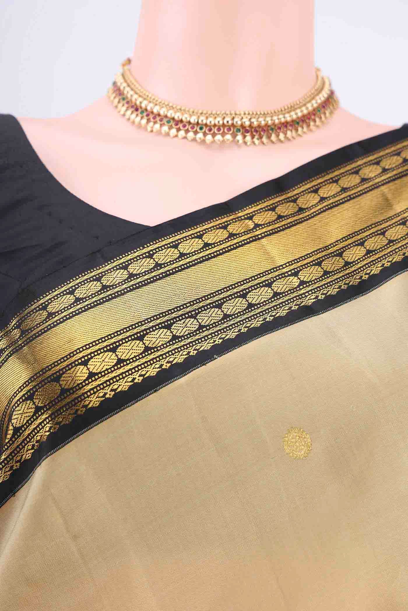 Dark Beige Kanchipuram Silk Saree - Image 2
