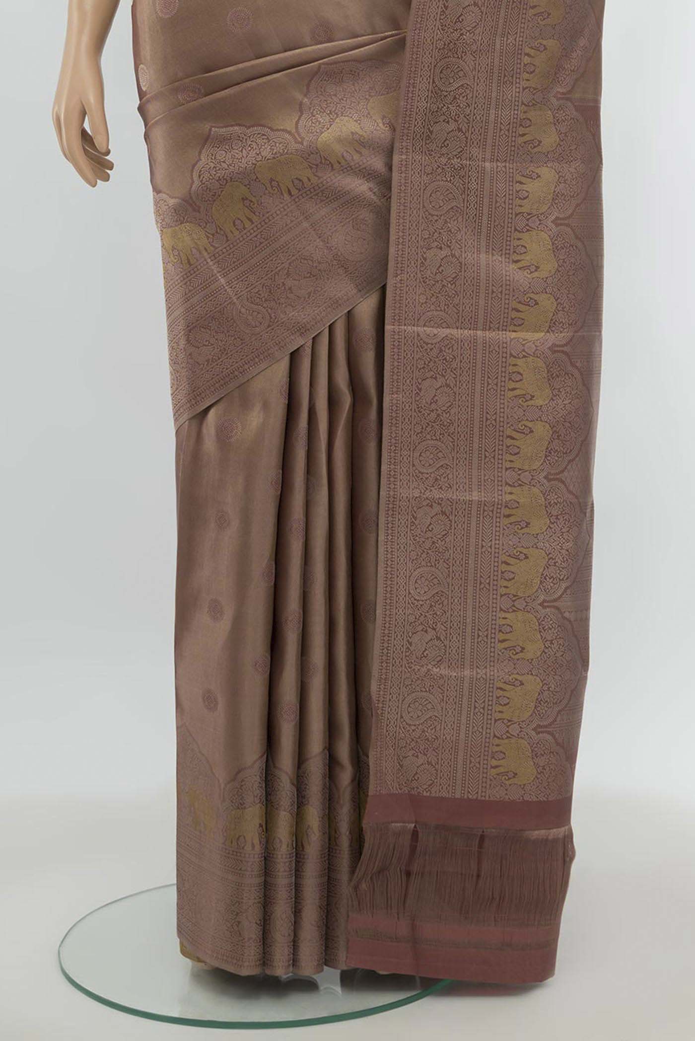 Bronze Kanjivaram Silk Saree - Image 3