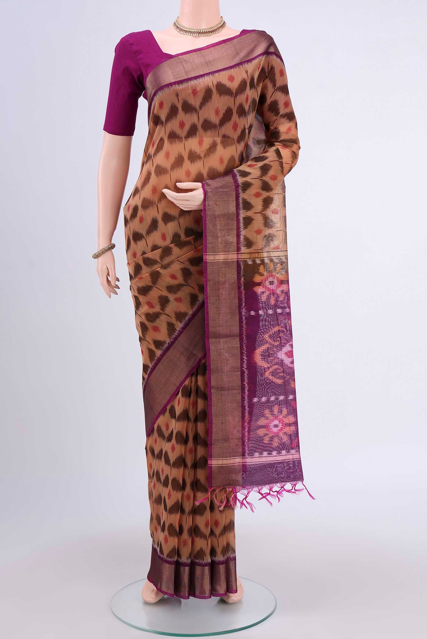 Peach Silk Cotton Saree
