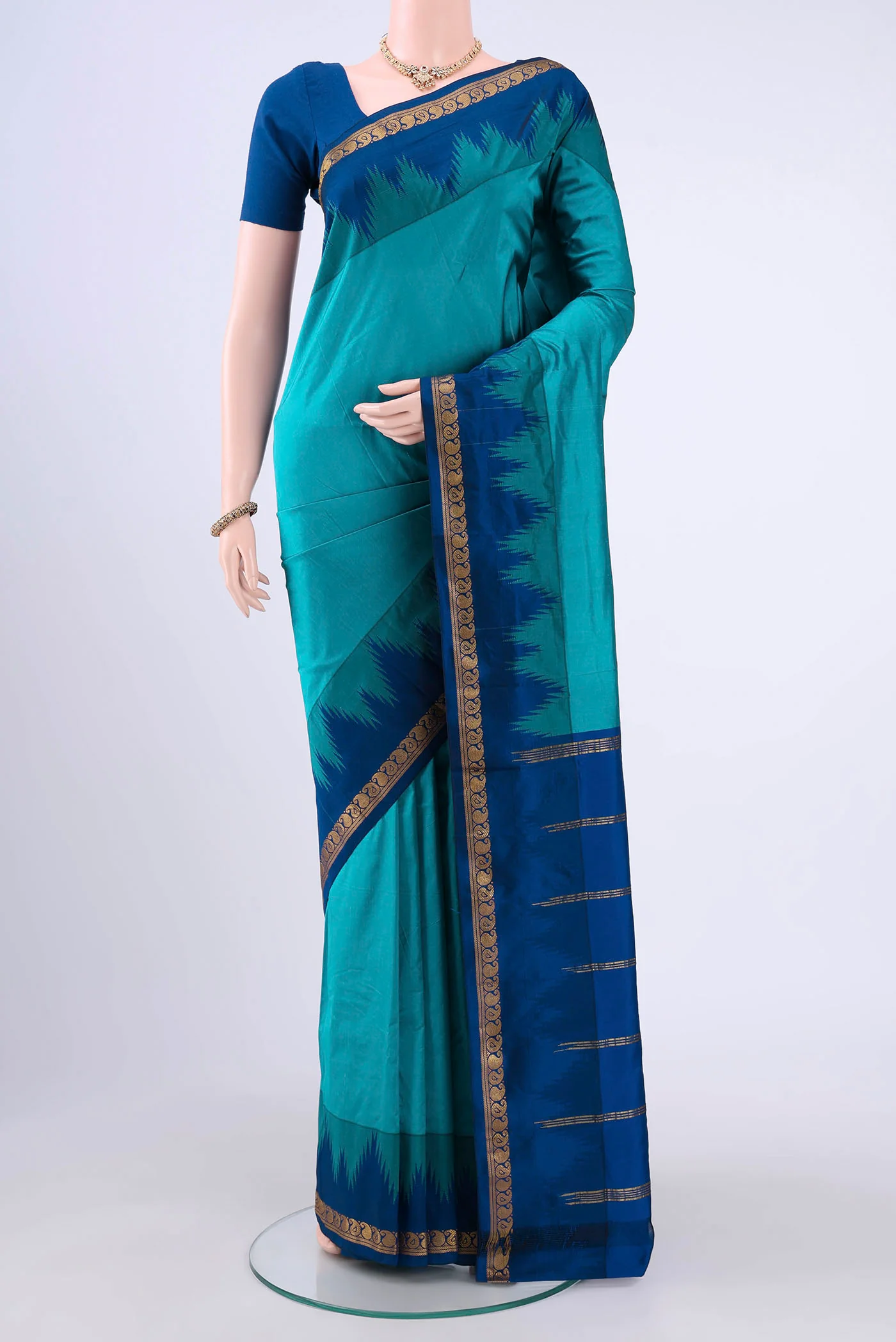 Dark Blue Blended Bangalore Silk Saree