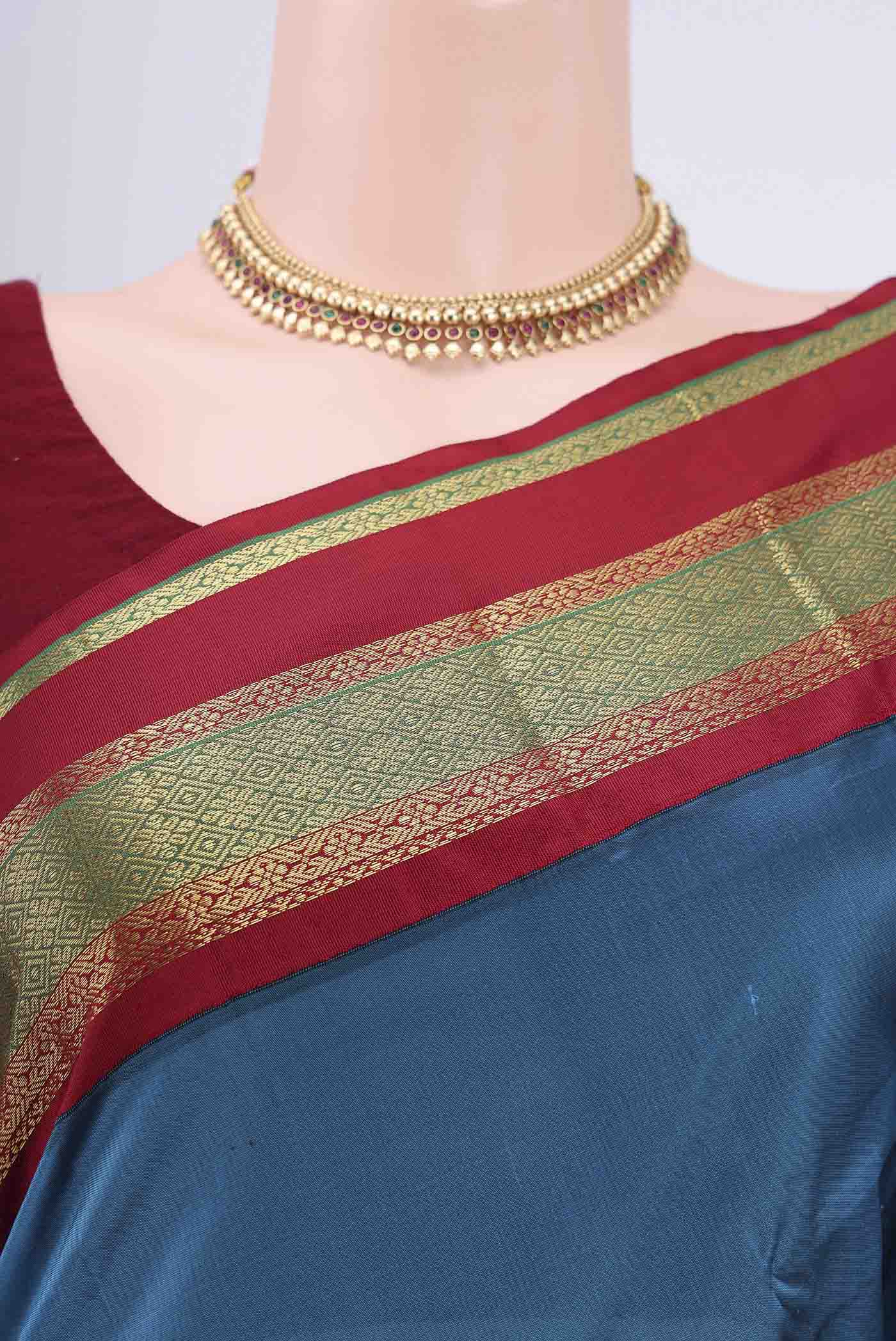 Blue Blended Bangalore Silk Saree - Image 2