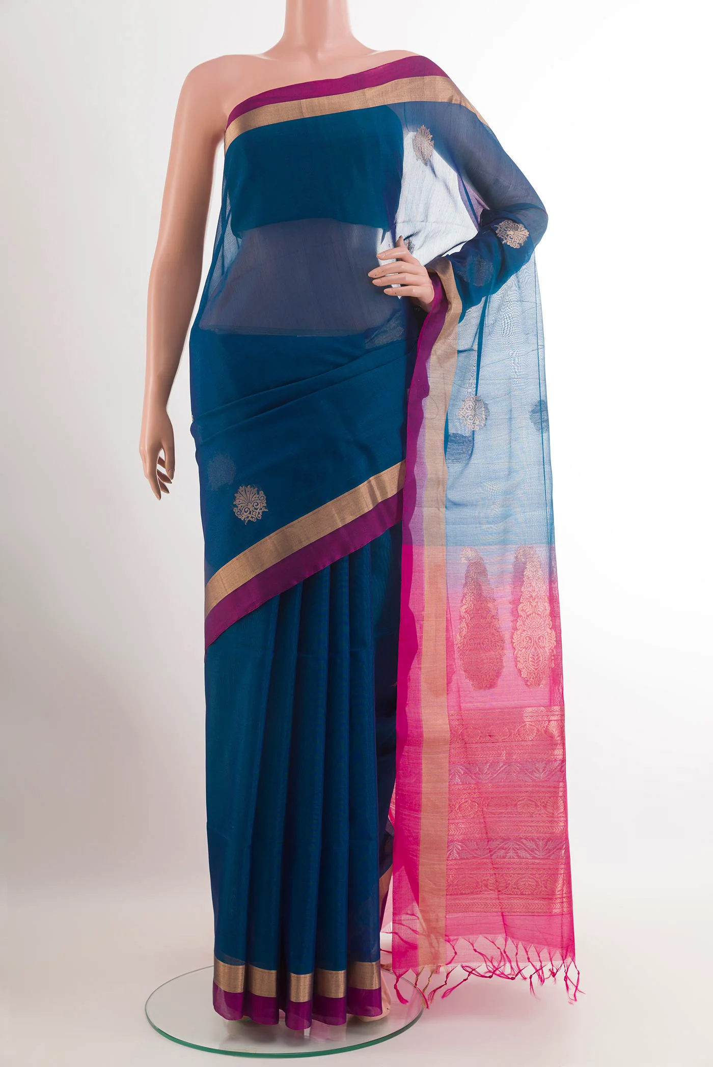 Blue Silk Cotton Saree
