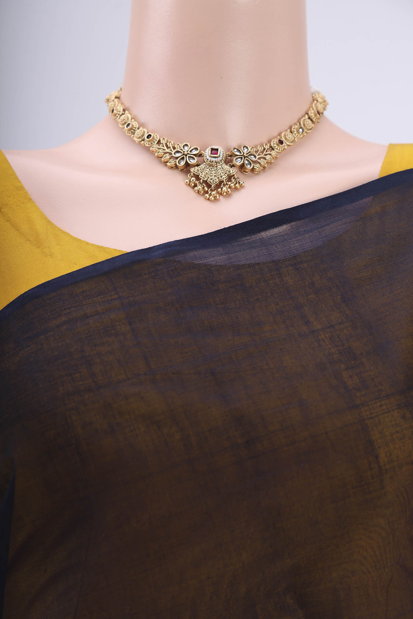 Navy Blue Kanchi Cotton Saree - Image 2
